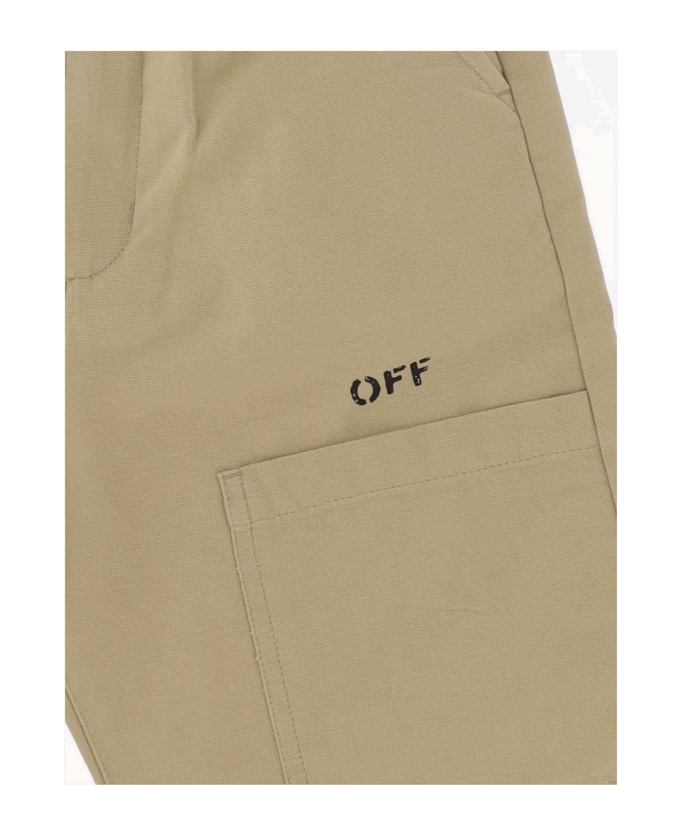 Off-White Cotton Bermuda Shorts With Logo - Beige