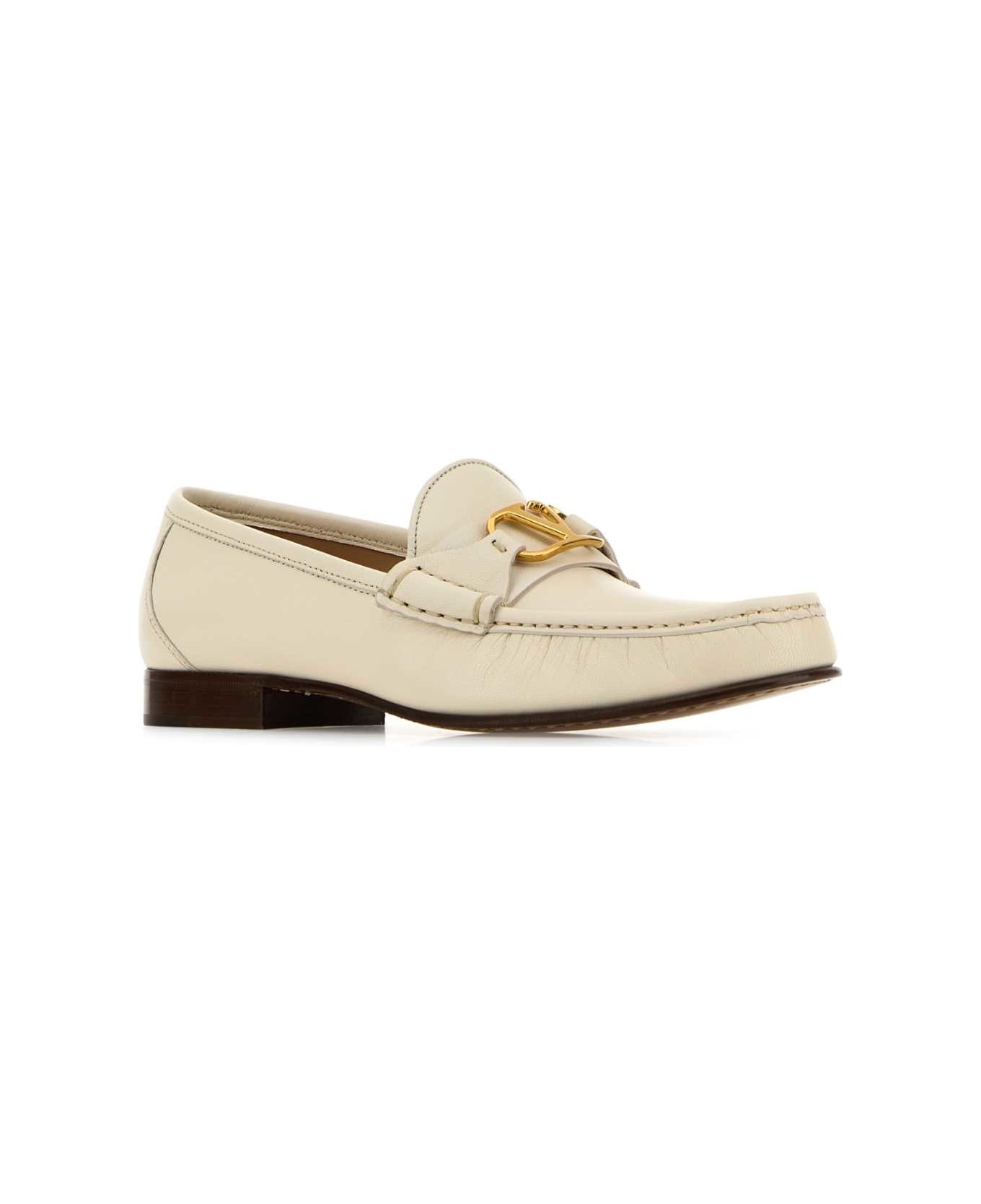Ivory Leather Vlogo Loafers