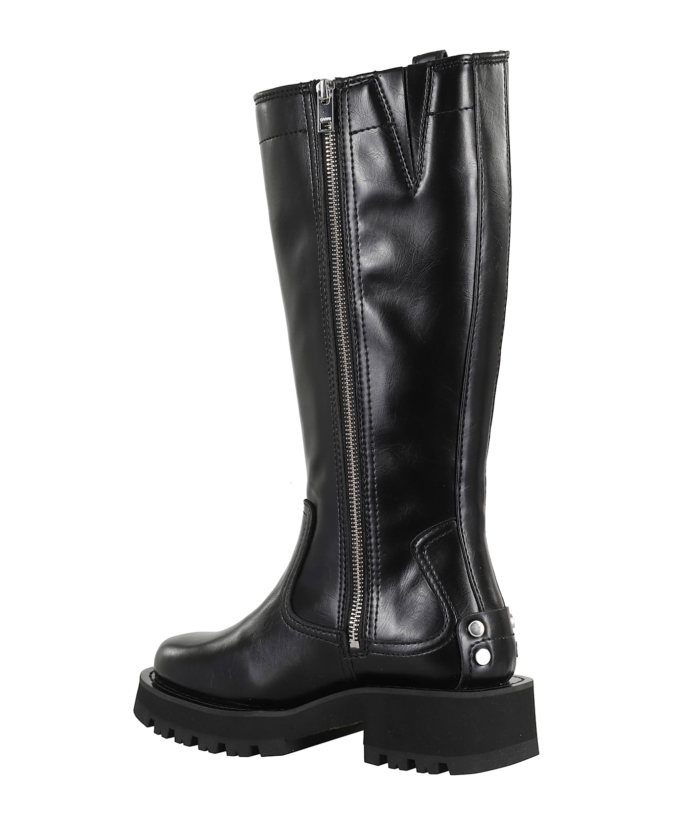 Ganni Studs High Boot Crinkle