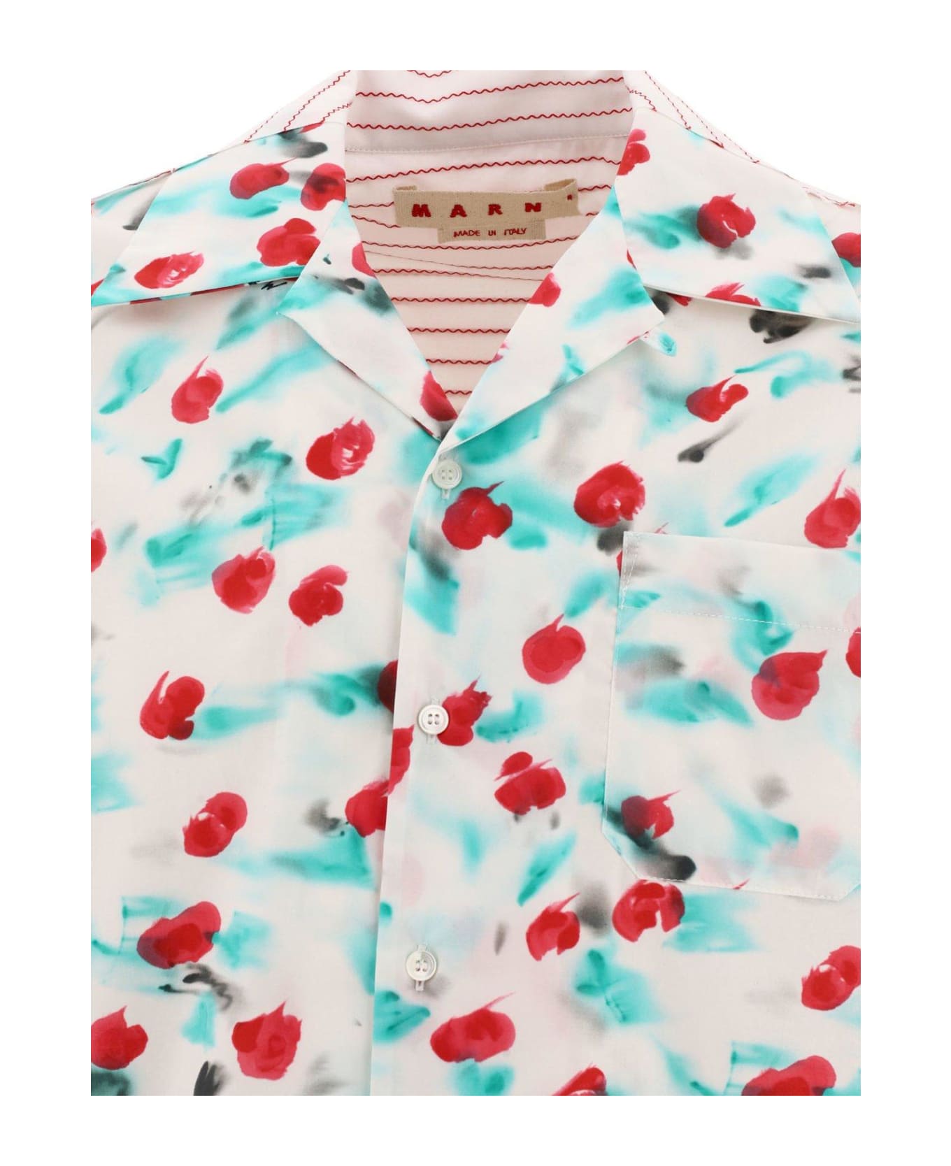 Marni Short-sleeved Mix Printed Panelled Shirt - Bianco シャツ