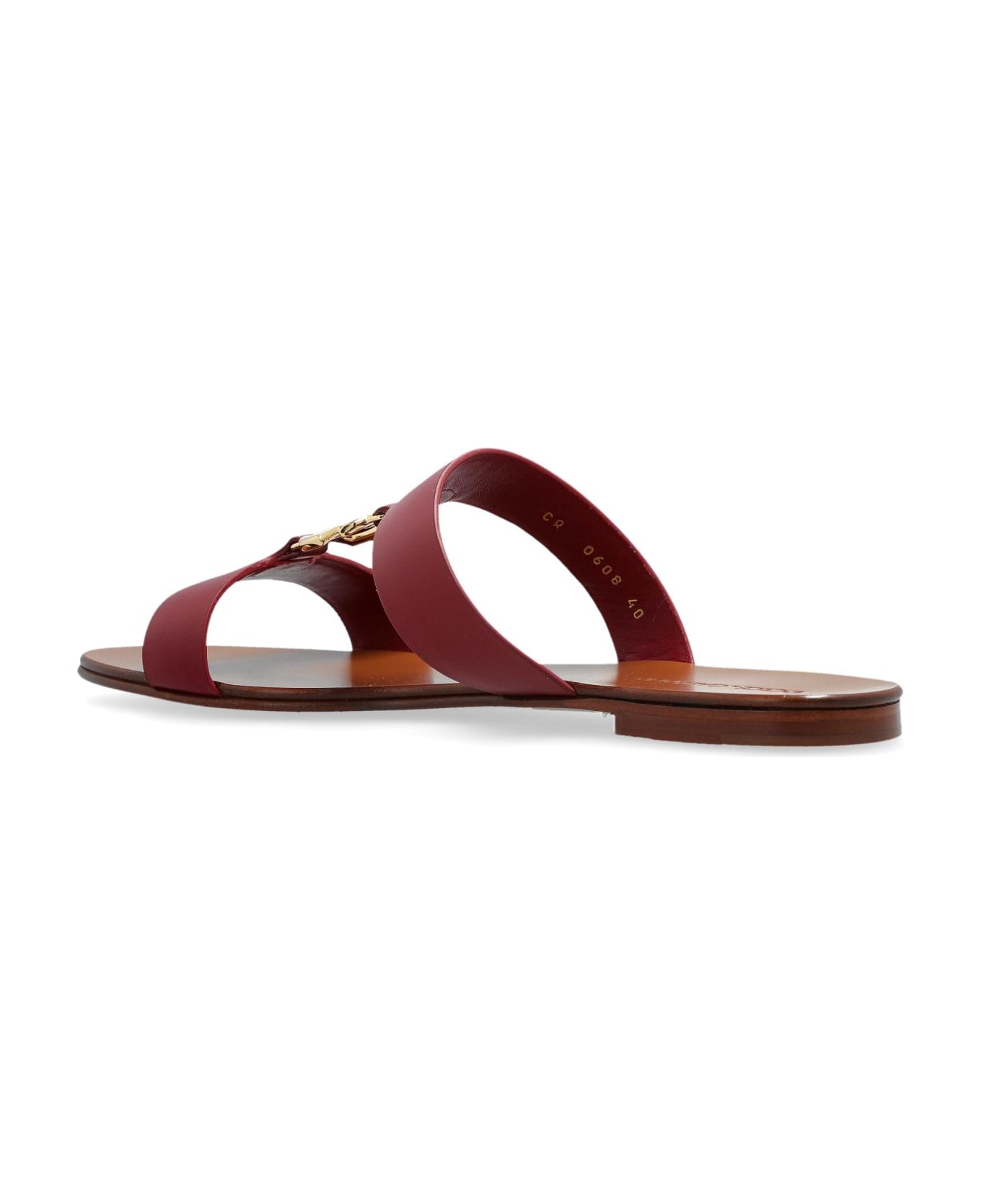 Dolce 
Gabbana Slides With A Logo-shaped Appliqué - RED