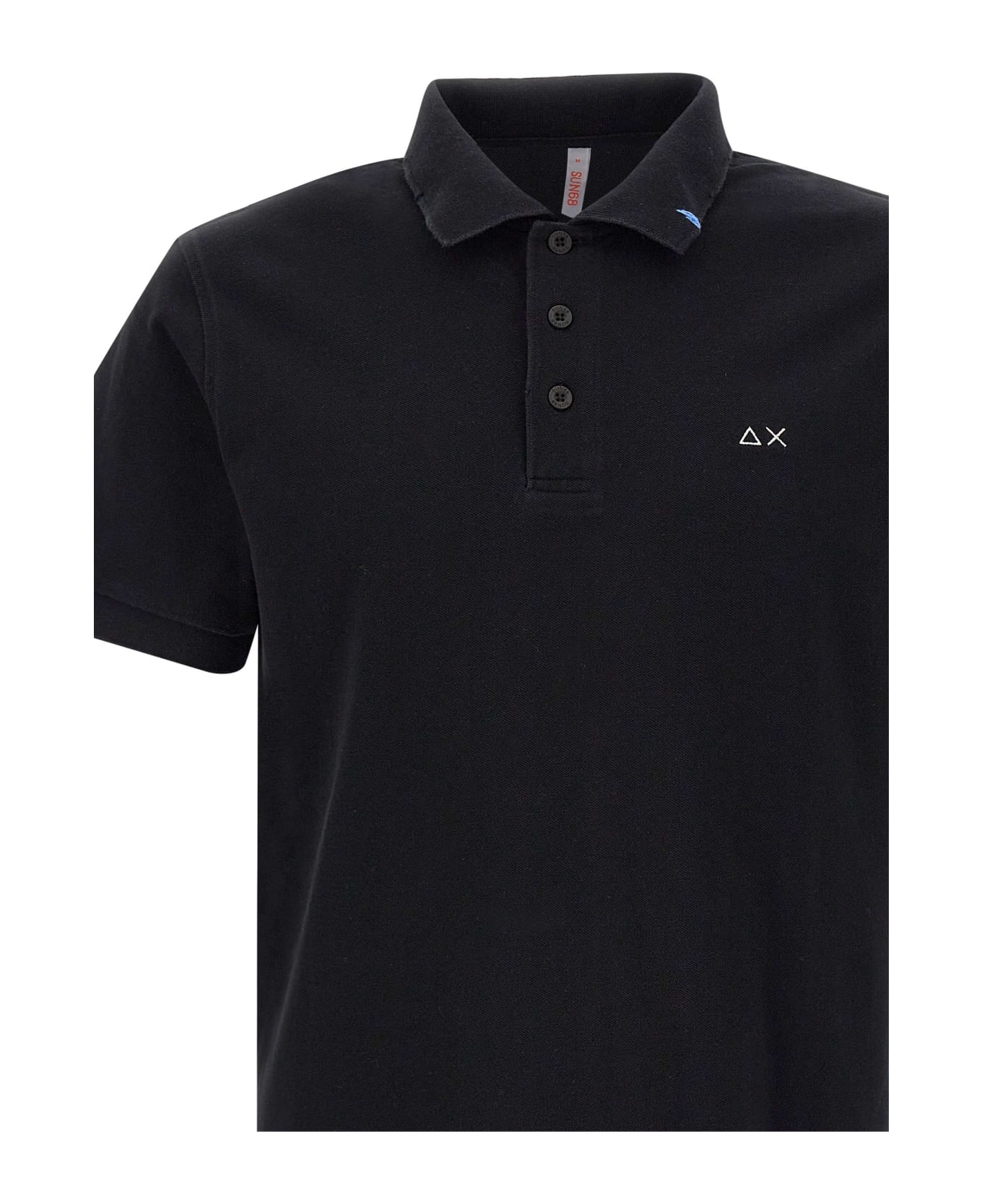 Sun 68 "solid" Cotton Polo Shirt - BLACK ポロシャツ
