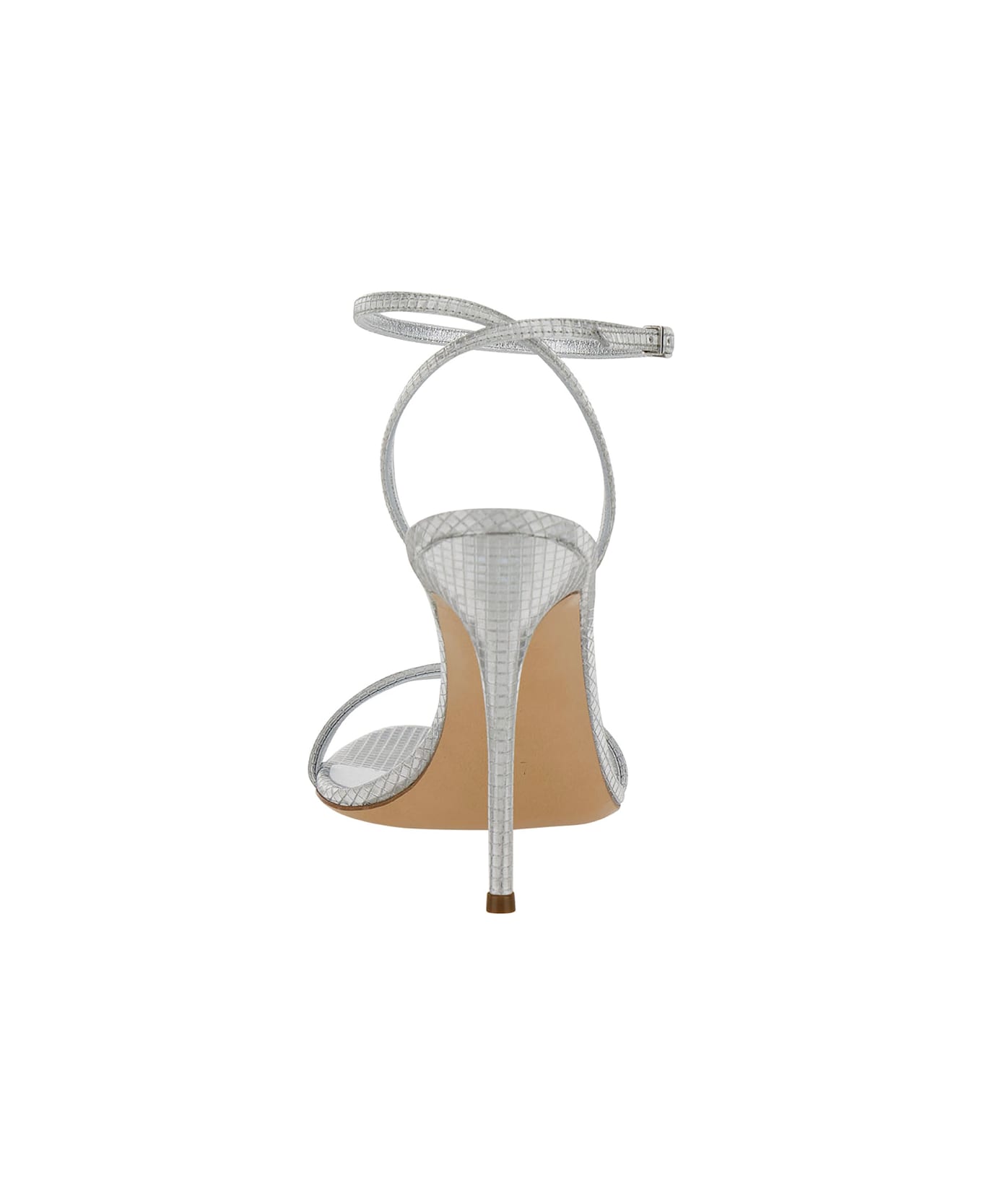 Casadei 'diadema' Silver Sandals With Blade Heel In Metallic Fabric Woman - Metallic