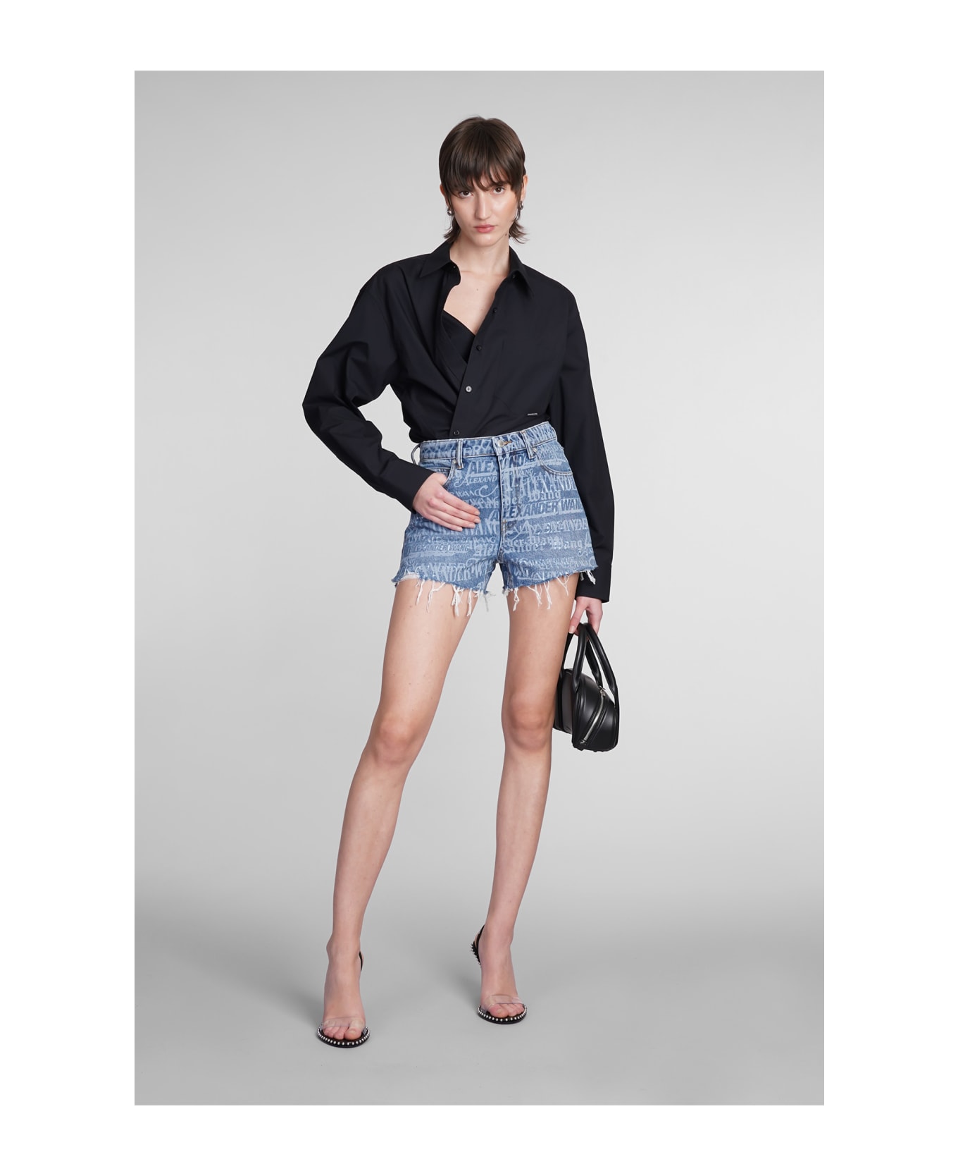 Alexander Wang Shorts In Blue Cotton - blue ショートパンツ