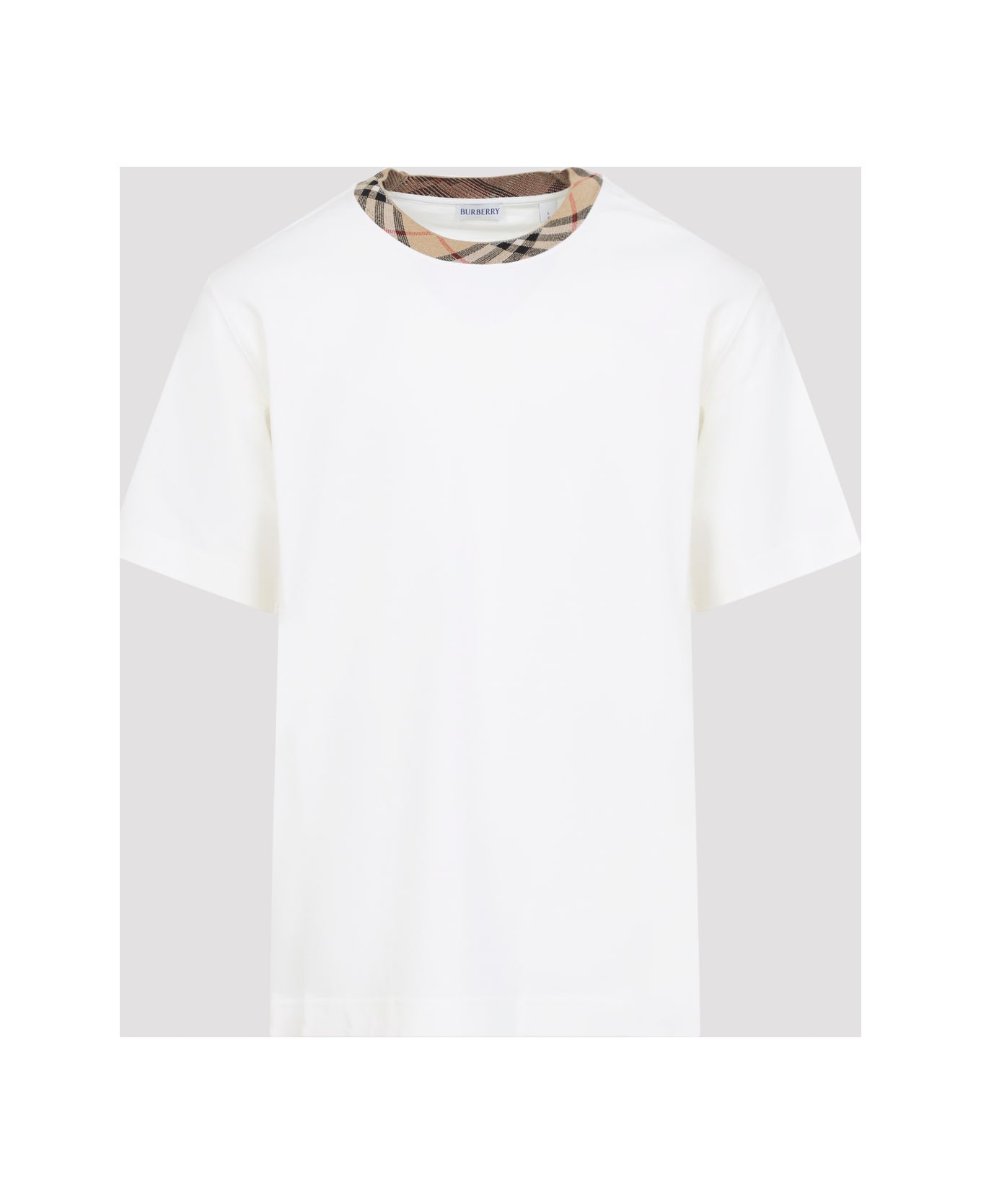 Burberry Ryan Check Collar T-shirt - Chalk