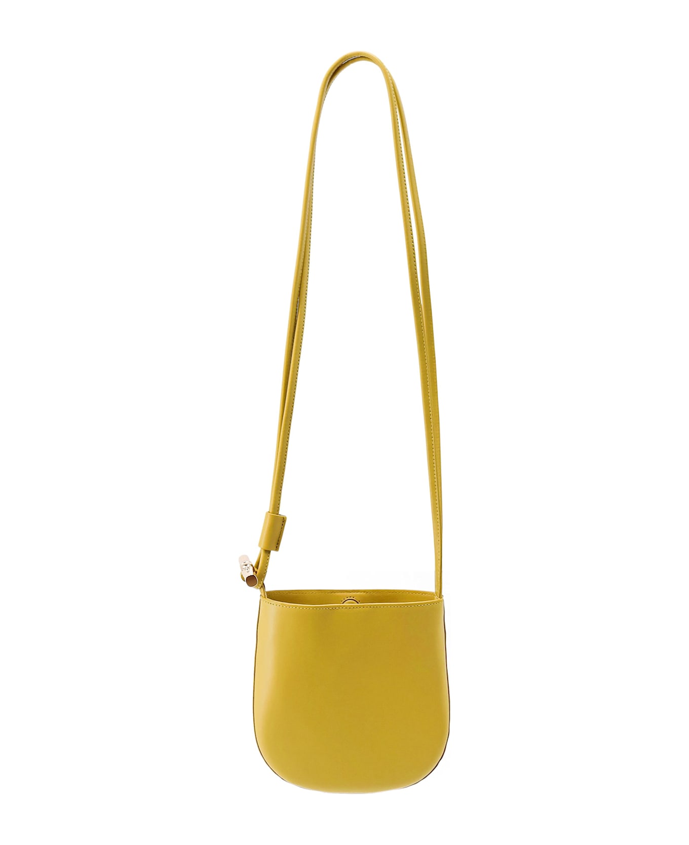 Longchamp Le Roseau Leather Shoulder Bag With Bamboo Detail - Yellow