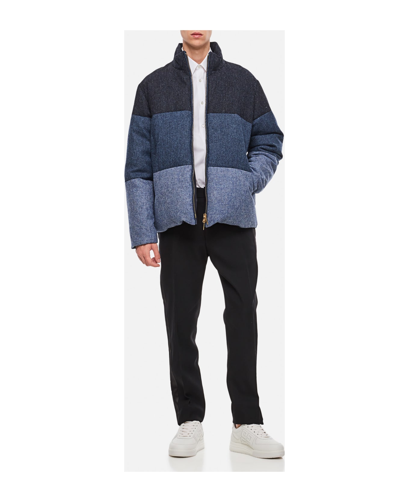 Thom Browne 4 Bar Reversible Neck Zip Up Jacket - Blue コート