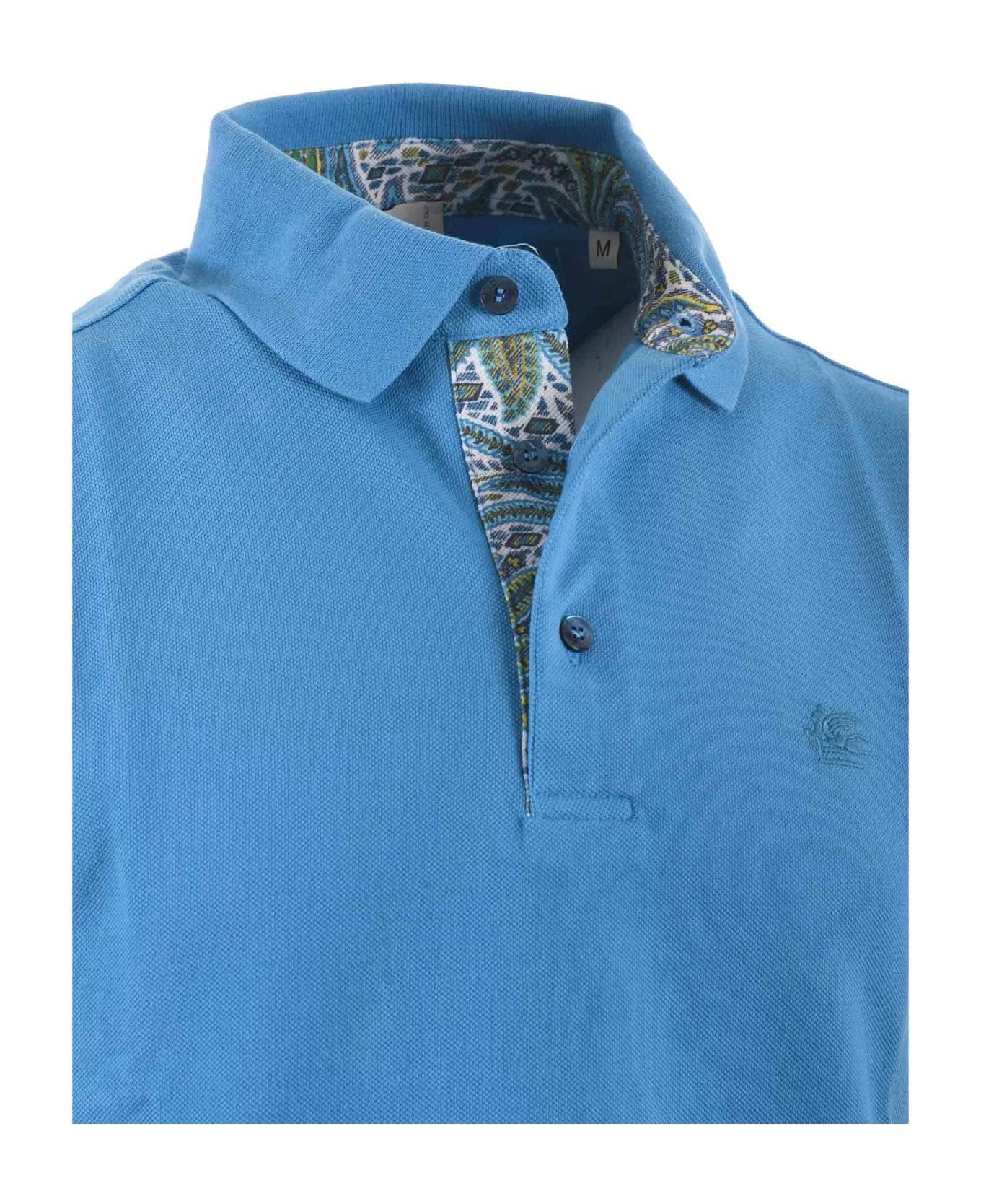 Etro Cotton Pique Polo Shirt - Clear Blue