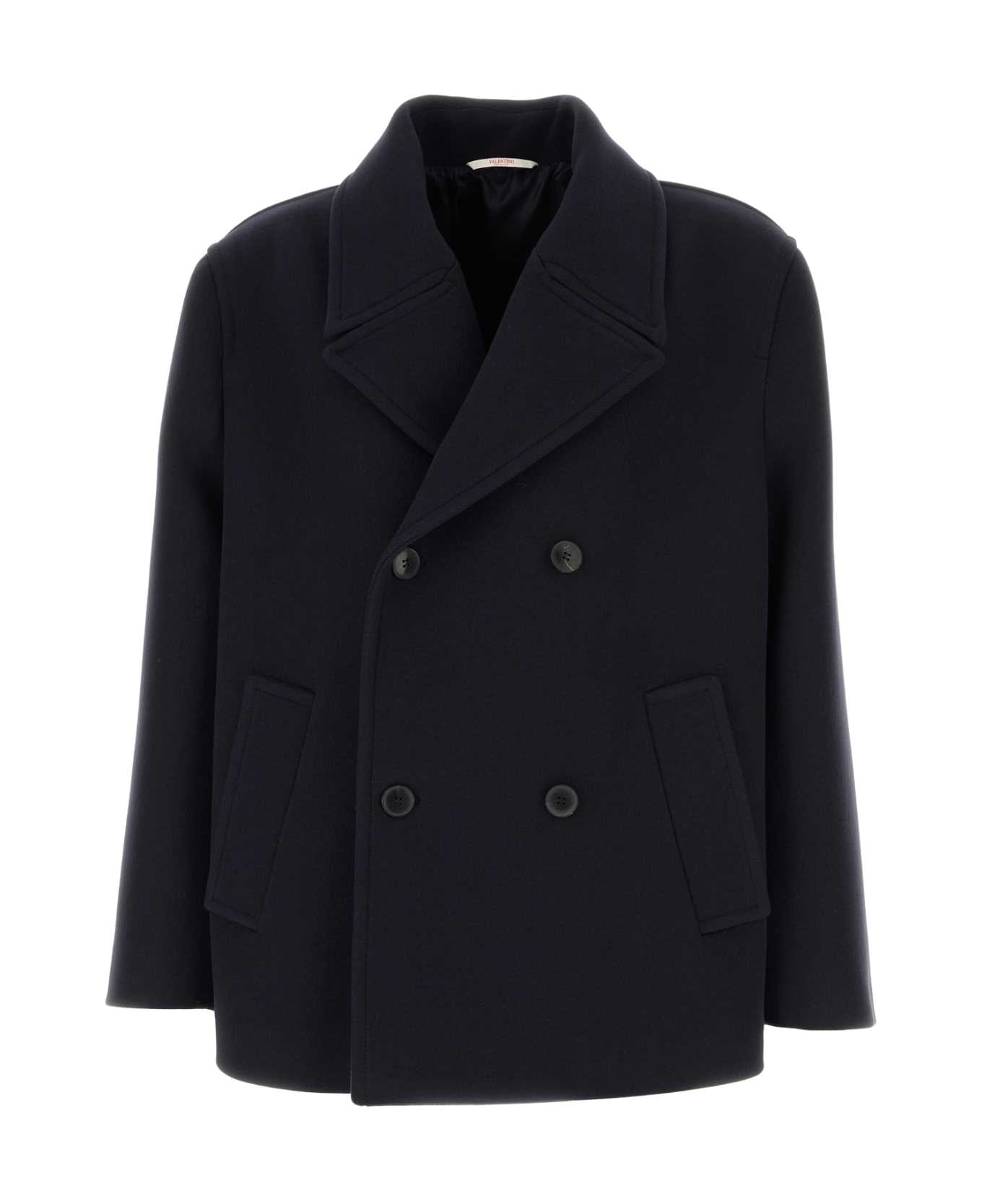 Valentino Garavani Midnight Blue Wool Coat - NAVY