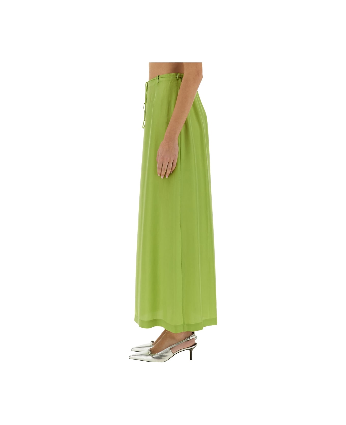 Alysi Long Silk Skirt - GREEN