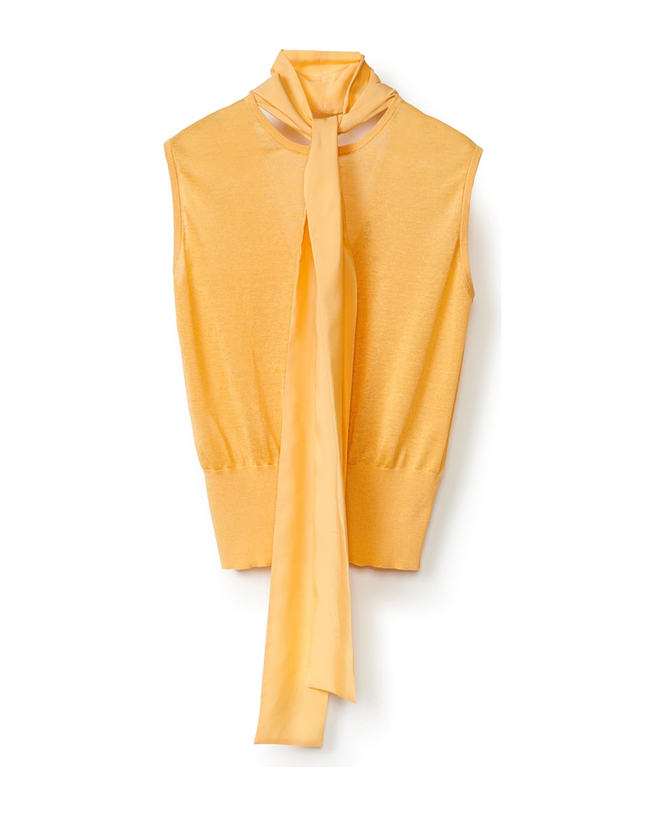 Fabiana Filippi Orange Linen And Silk Top With Scarf - MANDARINO