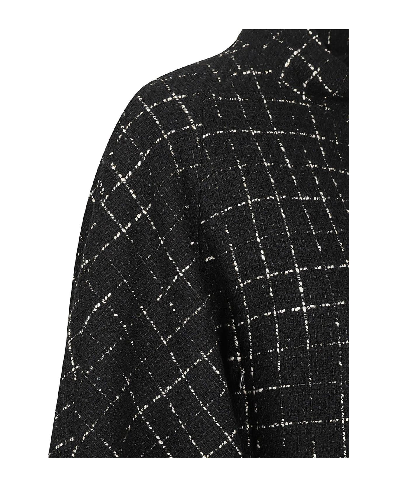 Herno Grid-patterned Cropped Zipped Jacket - Black