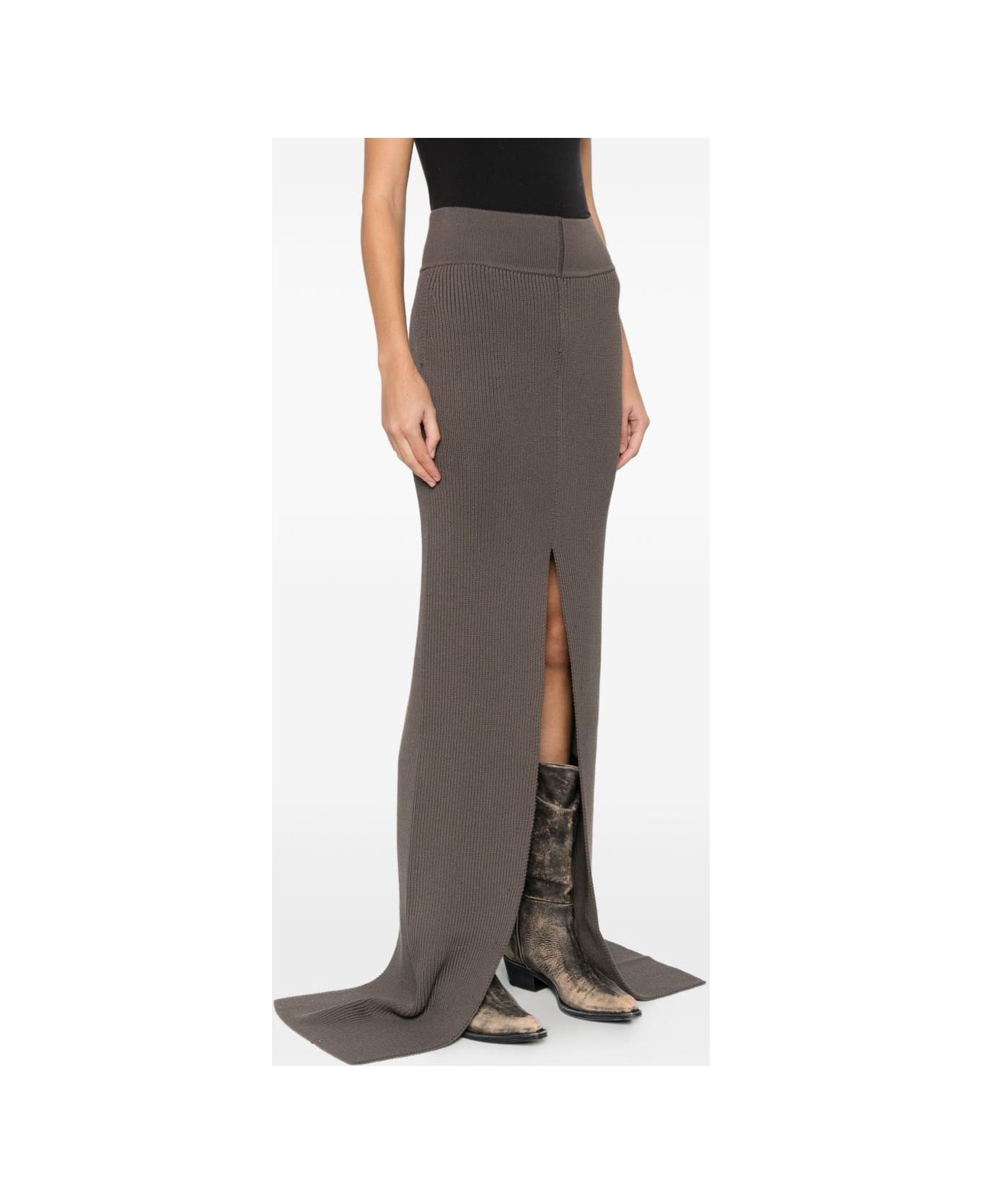 Rick Owens Wool Long Skirt - Grey