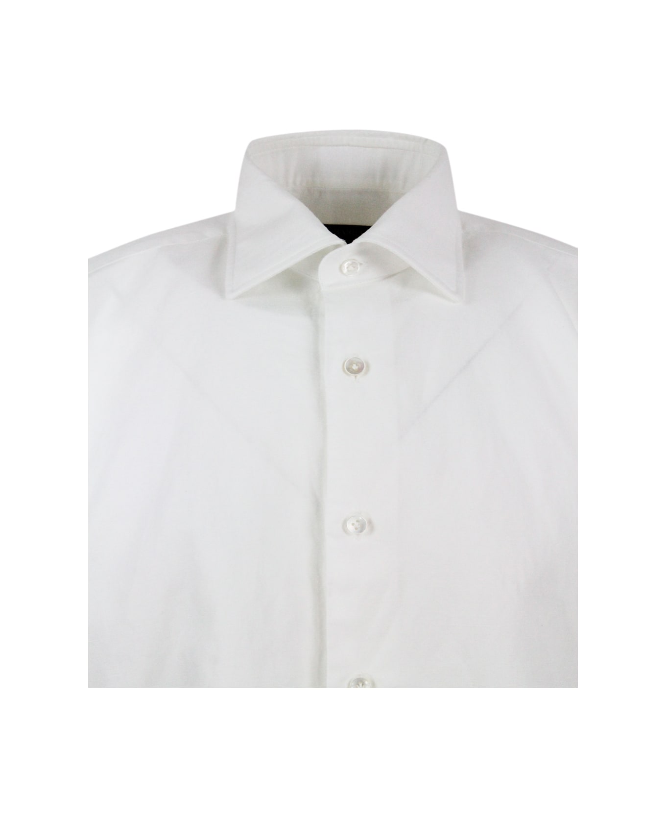 Barba Napoli Cult Shirt In Fine Cotton And Linen With Italian Collar And Hand-sewn With Mother-of-pearl Buttons - White シャツ