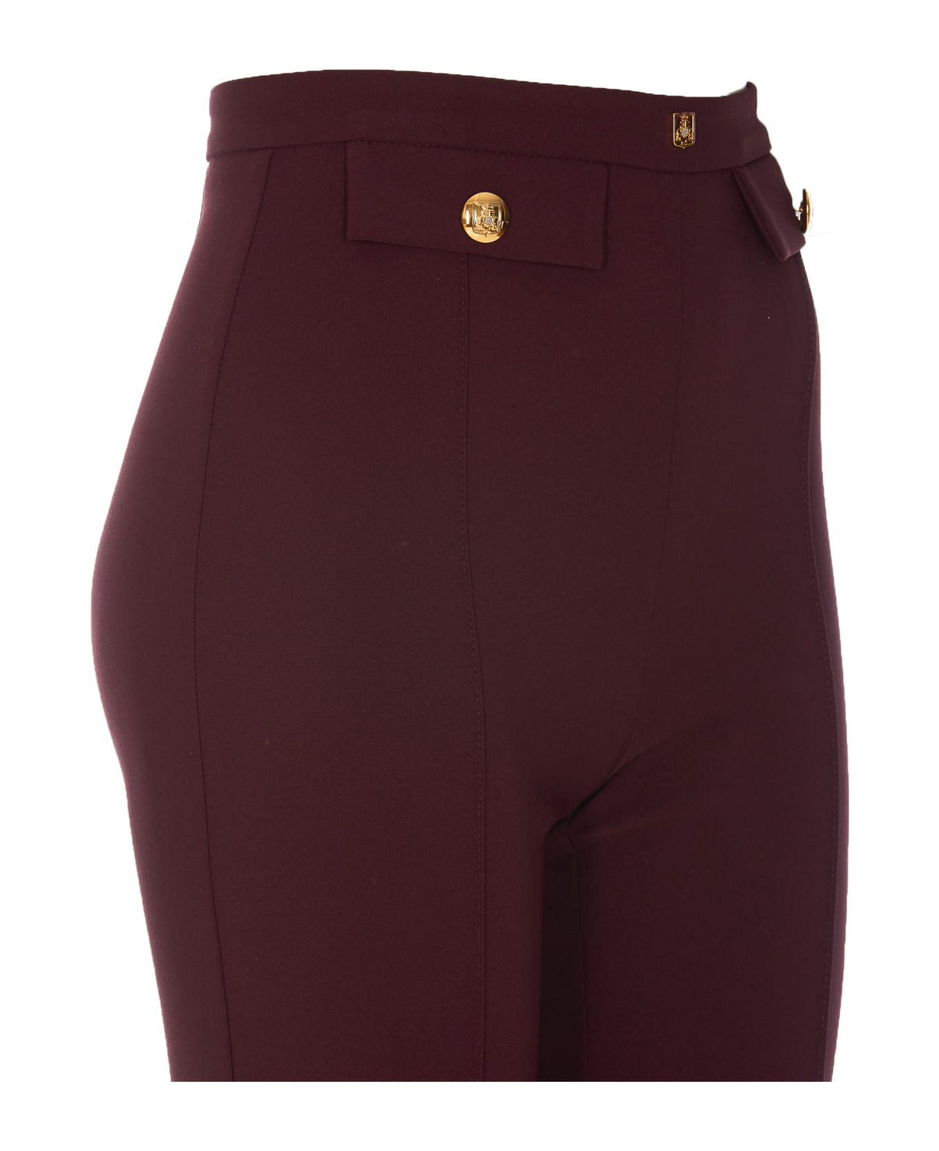 Elisabetta Franchi Palazzo Pants In Crepe Stretch - Burgundy