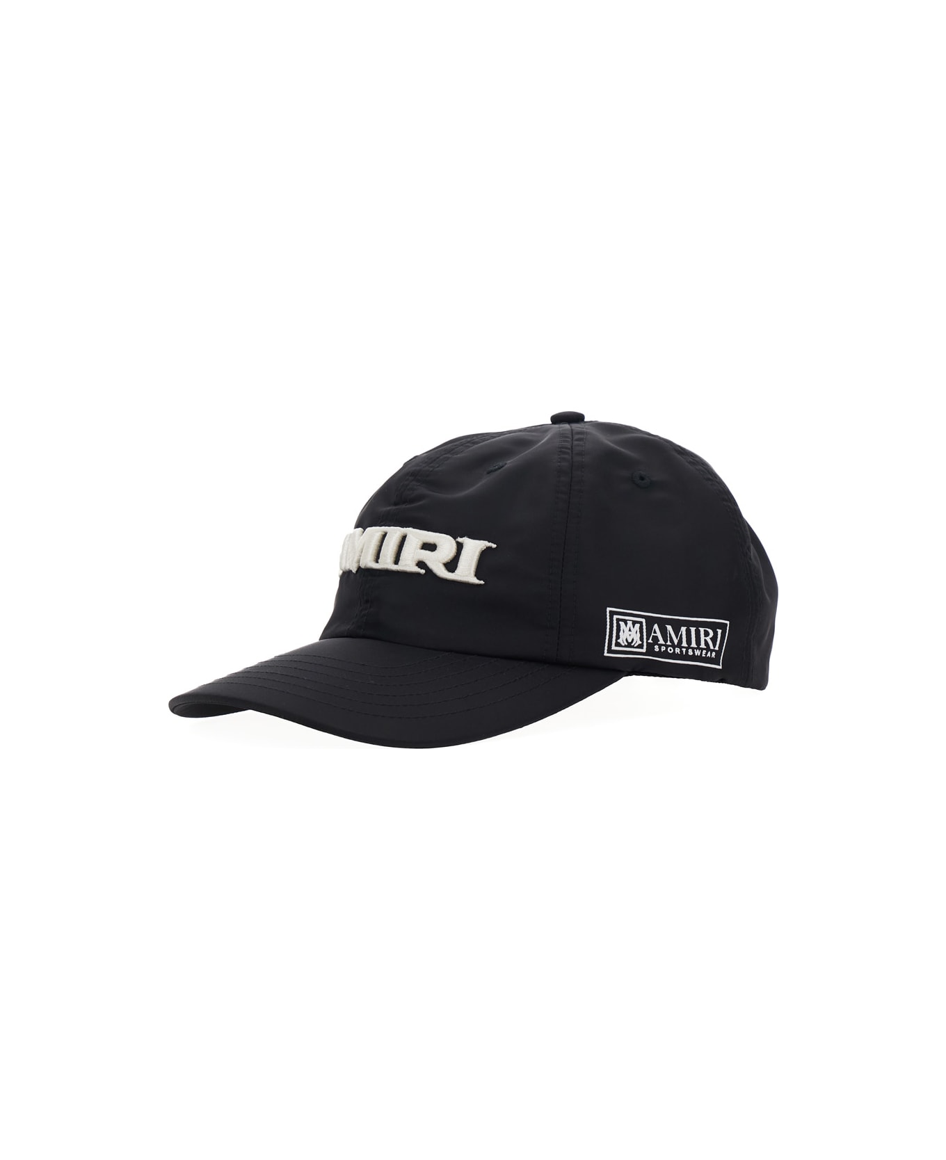 AMIRI Black Baseball Cap With With Logo Lettering Embroidery In Tech Fabric Man - Black