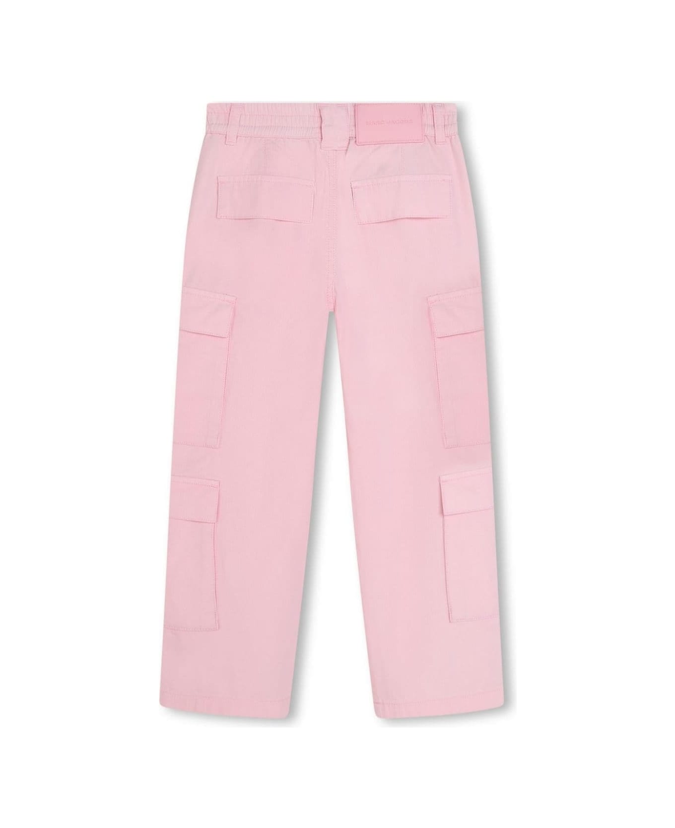 Little Marc Jacobs Pink Cargo Pants With Logo Patch In Cotton Girl - Pink