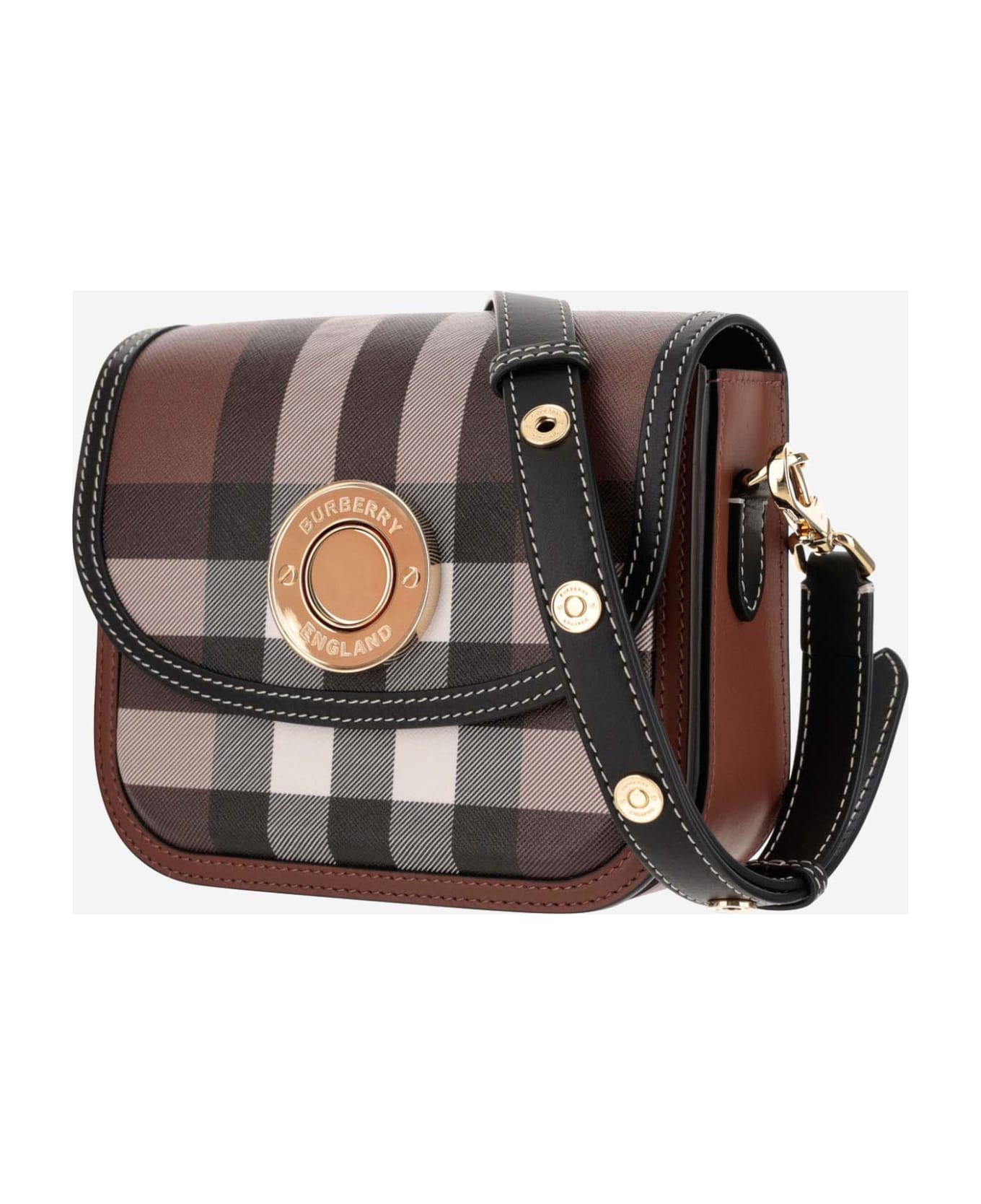 Burberry Elizabeth Check Pattern Shoulder Bag - Brown