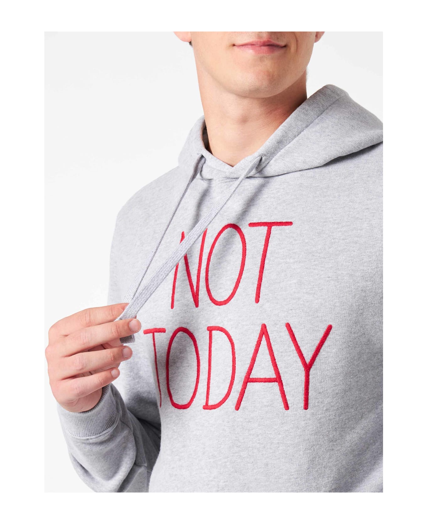 MC2 Saint Barth Man Grey Hoodie With Not Today Embroidery - GREY