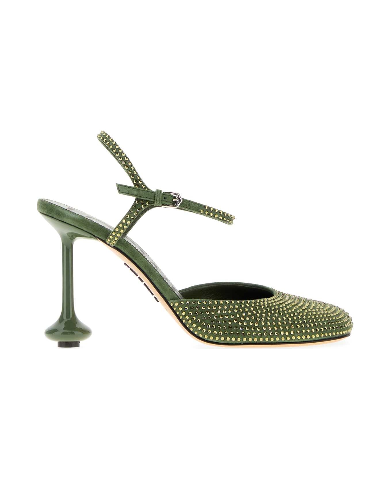 Loewe Embellishment Suede Toy Pumps - MILITARYGREEN