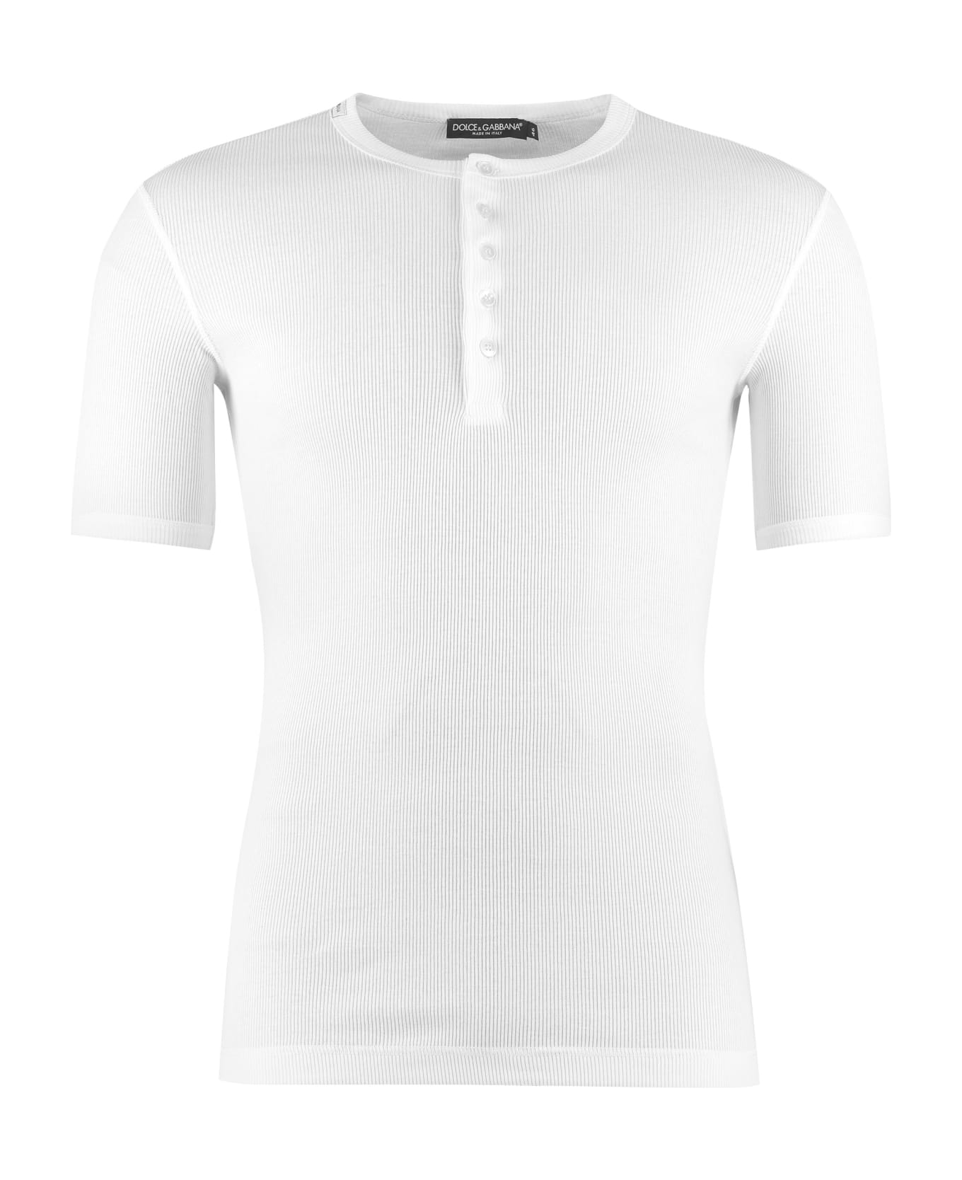 Dolce & Gabbana Ribbed Cotton Crew-neck T-shirt - White