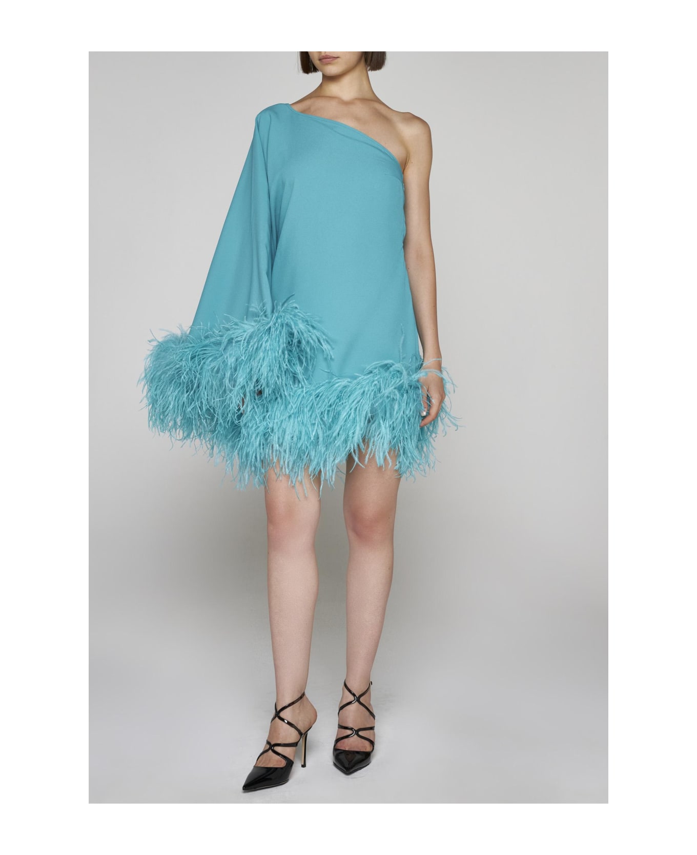 Taller Marmo Ubud Feathered Viscose-blend Dress - Clear Blue