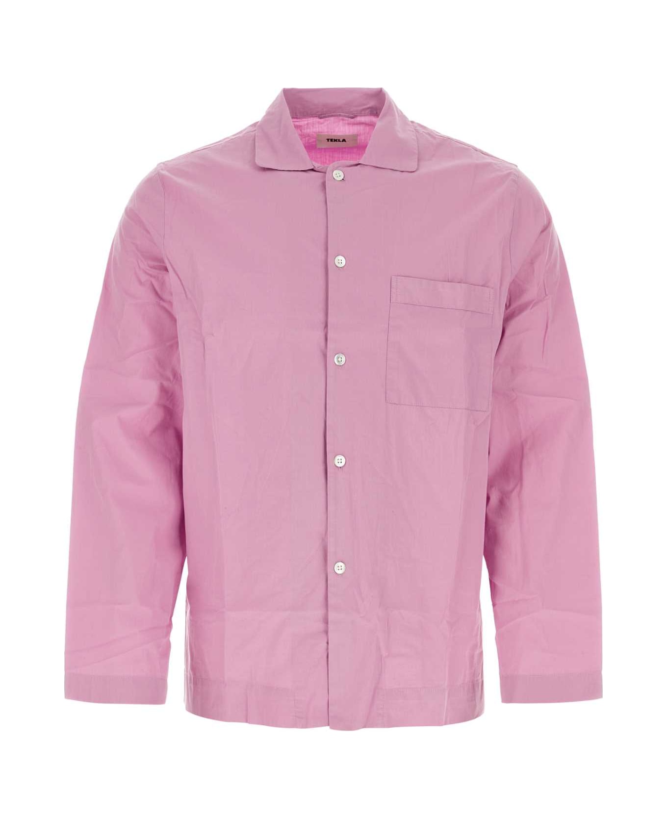 Tekla Lilac Cotton Pyjama Shirt - PURPLEPINK