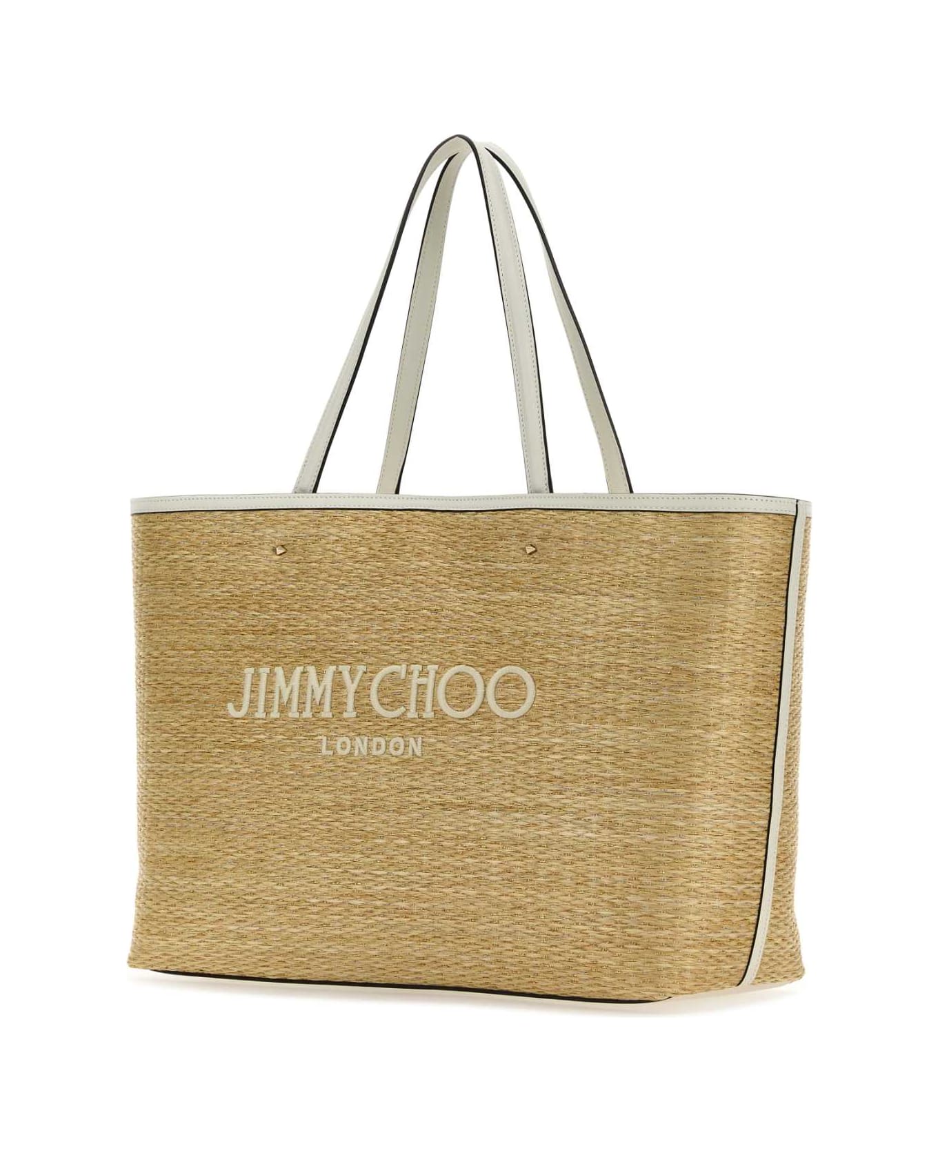 Jimmy Choo Raffia Marli/s Shopping Bag - NATURALLIGHTGOLD