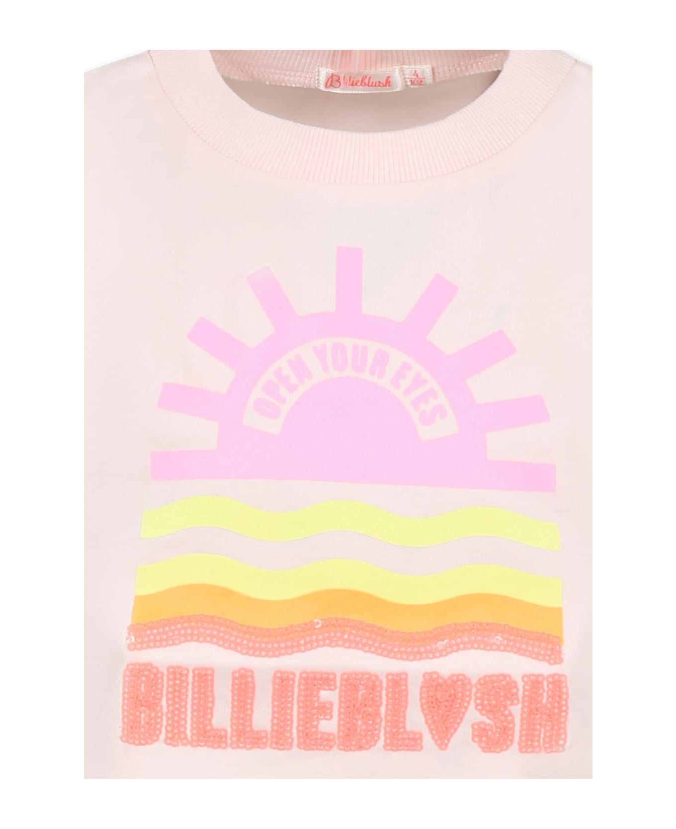 Billieblush Pink Crop T-shirt For Girl With Sun - Pink