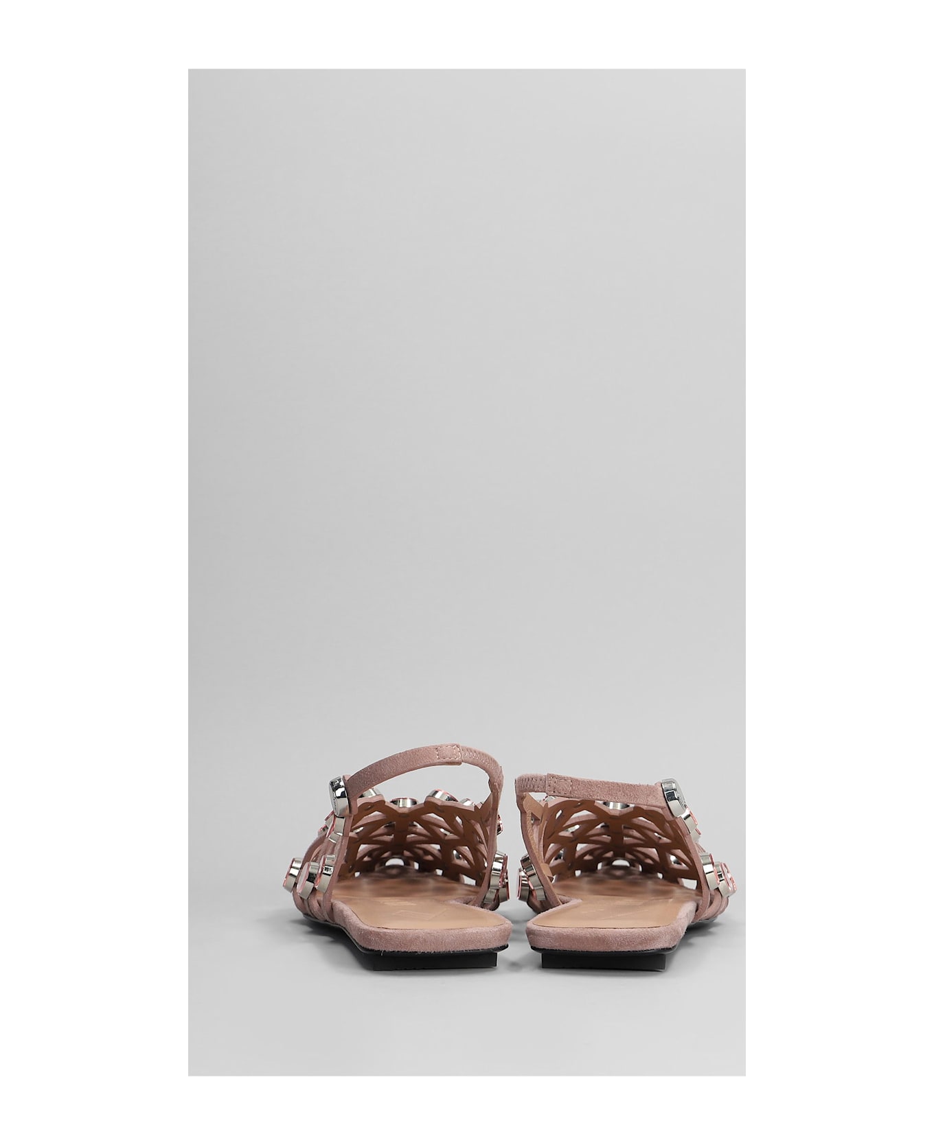 The Attico Grid Flats In Rose-pink Suede - rose-pink