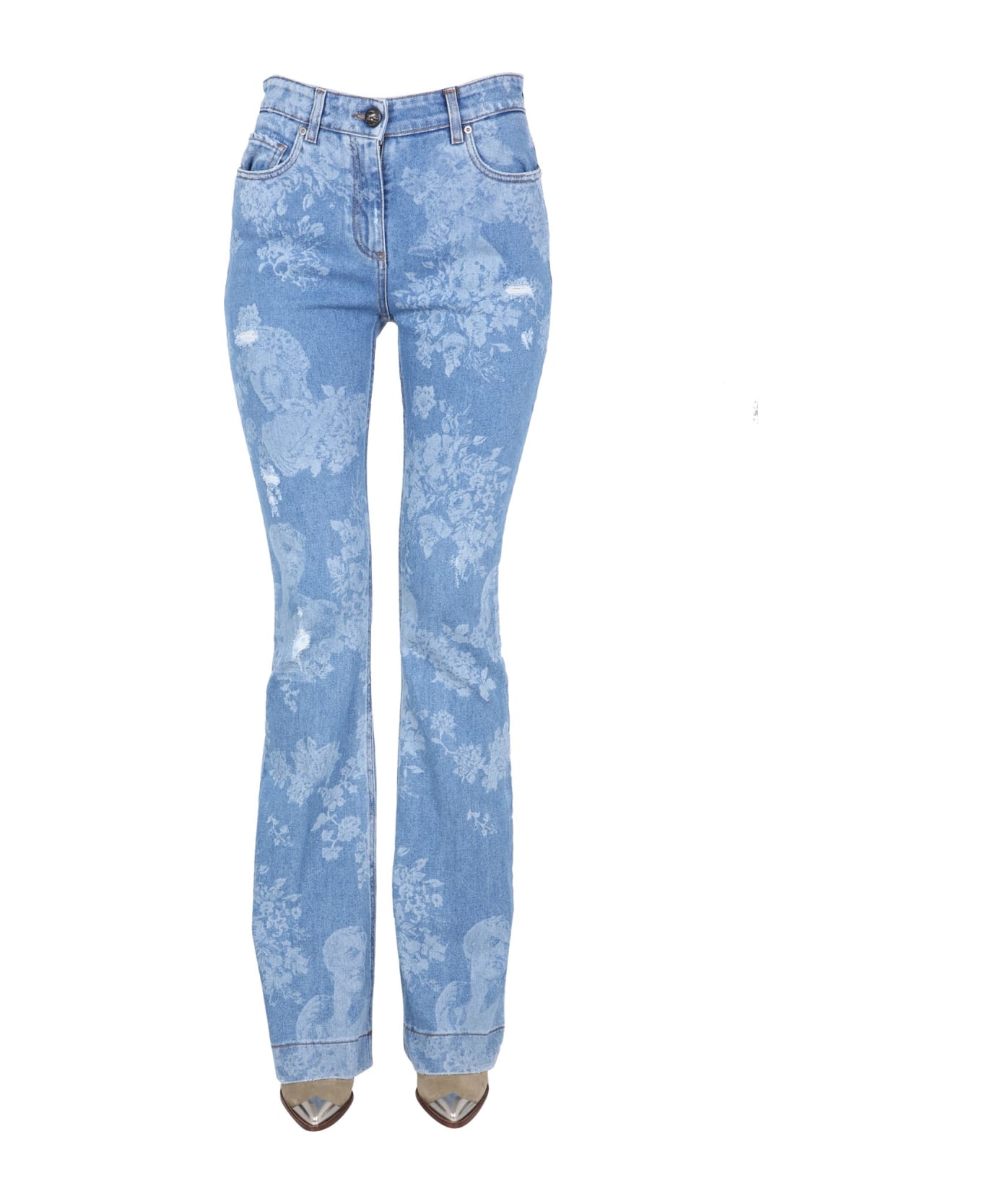 Etro Floral Print Jeans - Azzurro