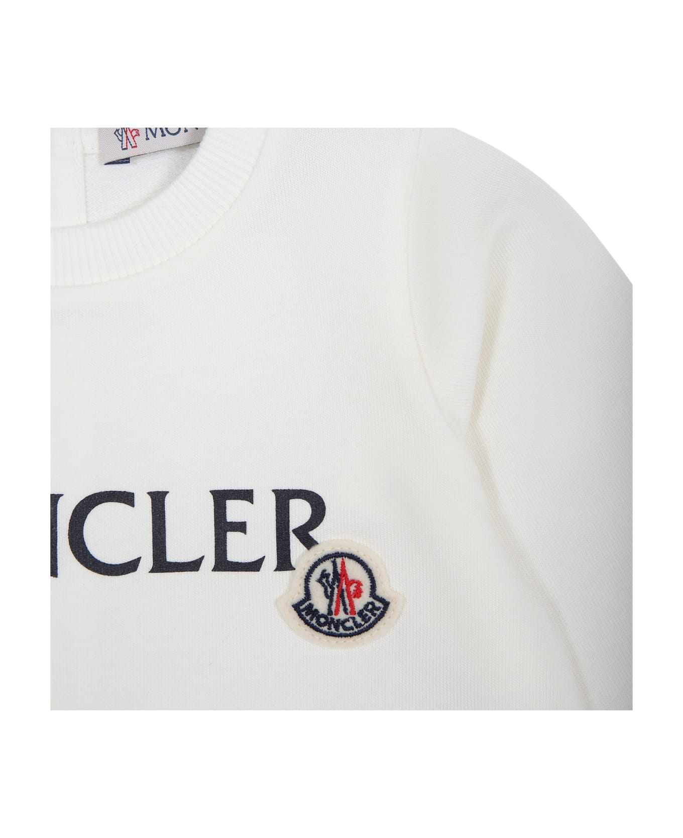 Moncler White Baby Jumpsuit With Logo - White ボディスーツ＆セットアップ