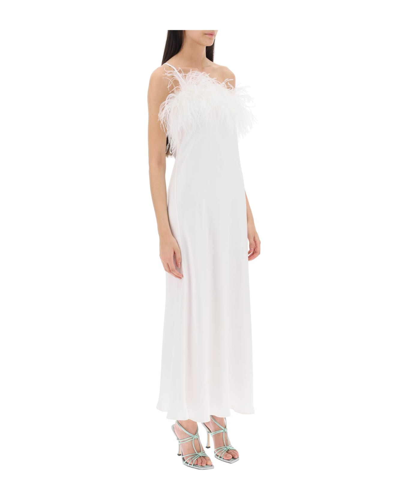 Art Dealer 'ember' Maxi Dress In Satin With Feathers - WHITE (White) ワンピース＆ドレス