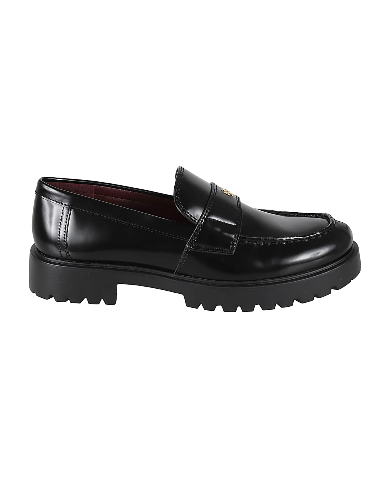Tory Burch 'lug' Black Leather Loafers - Black