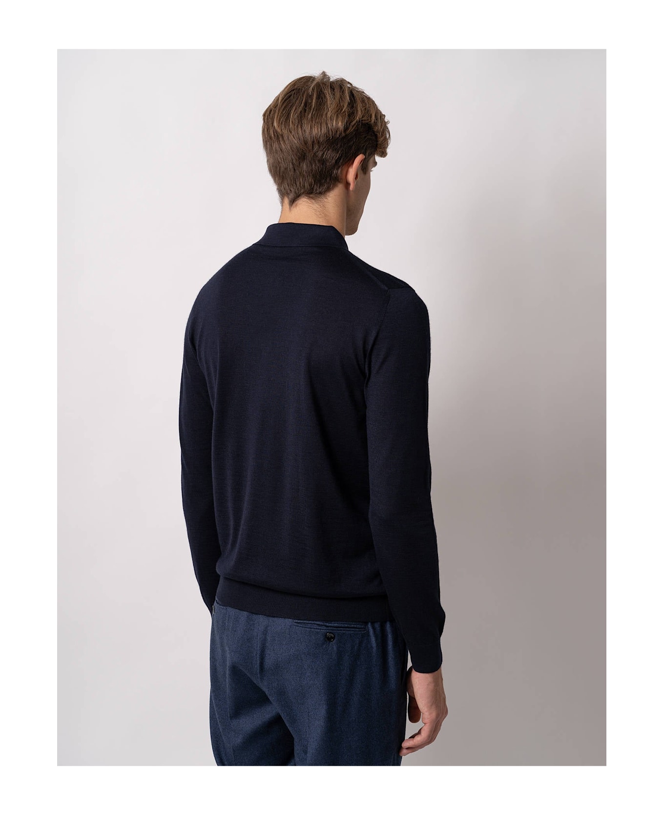 Larusmiani Long Sleeve Polo Coppa Europa Sweater - Blue