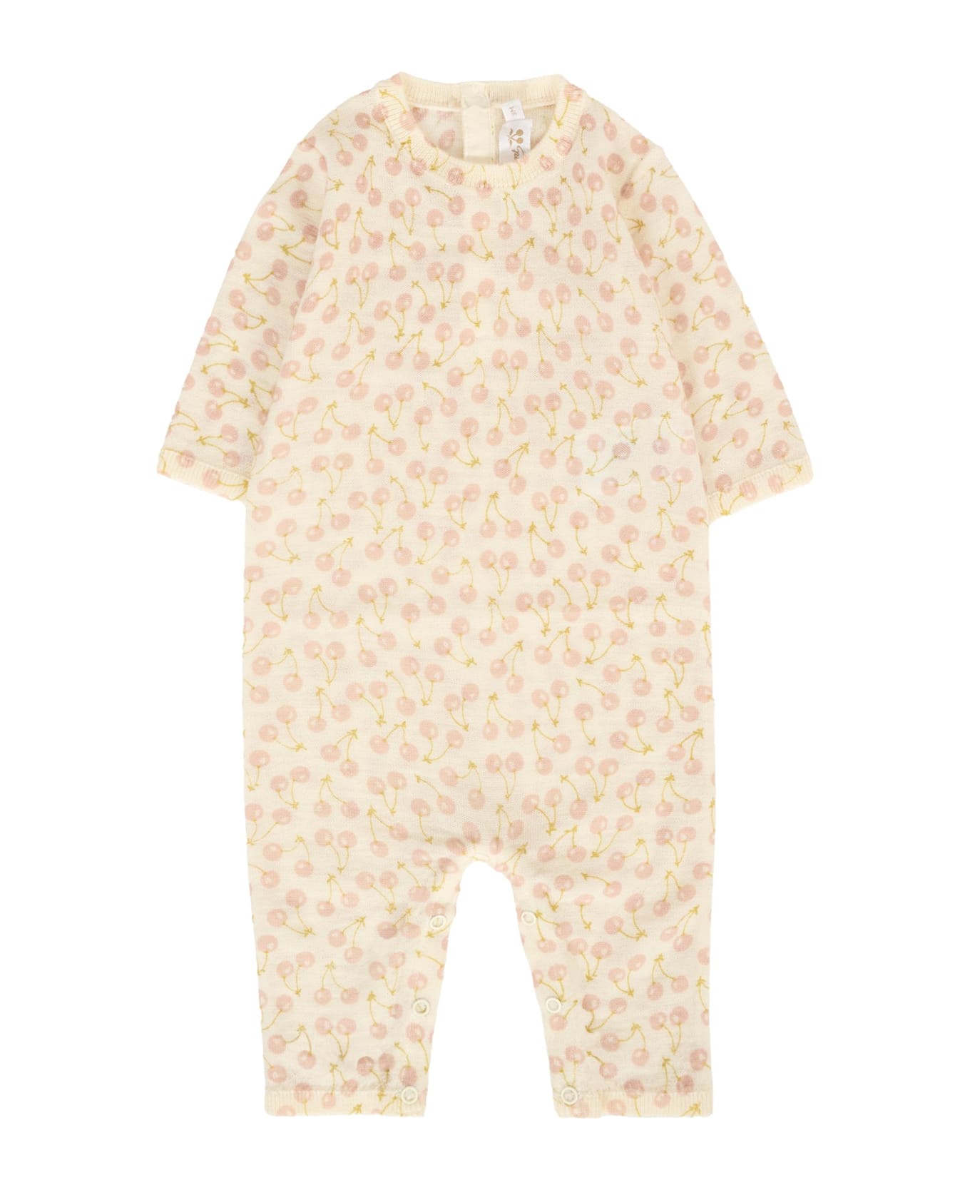 Bonpoint Ivory Jumpsuit For Baby Girl With Cherries - Pink