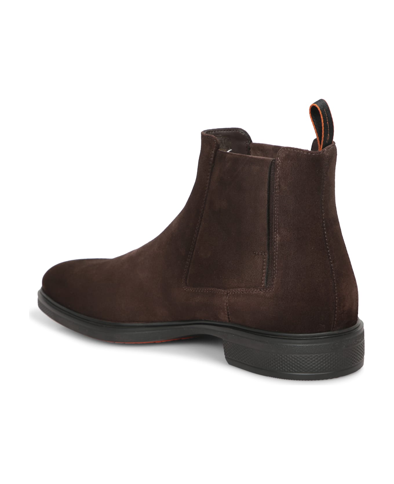 Santoni Easy Elast Suede Boot Dark Brown Tdm - Brown