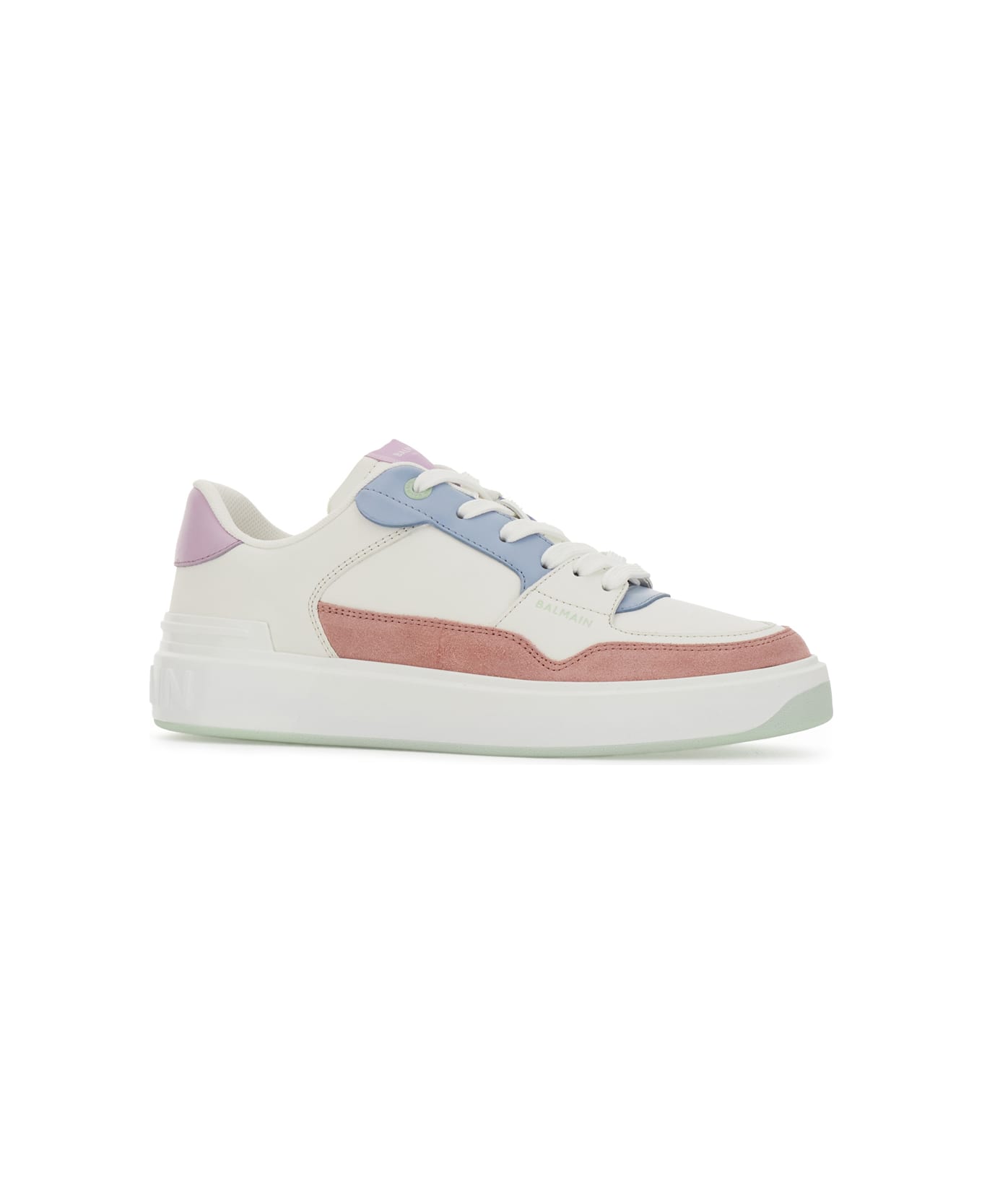 Balmain Multicolor Leather B-court Flip Sneakers - MULTICOLORPASTEL