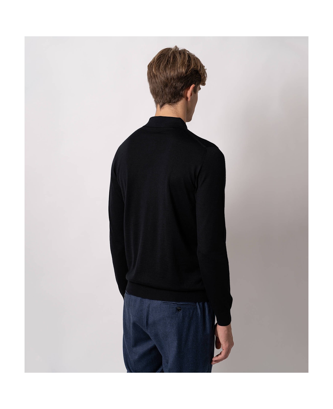 Larusmiani Long Sleeve Polo Coppa Europa Sweater - Black