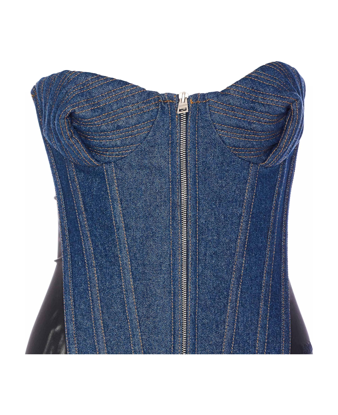 Jean Paul Gaultier The Bi-material Denim Corset - Blue