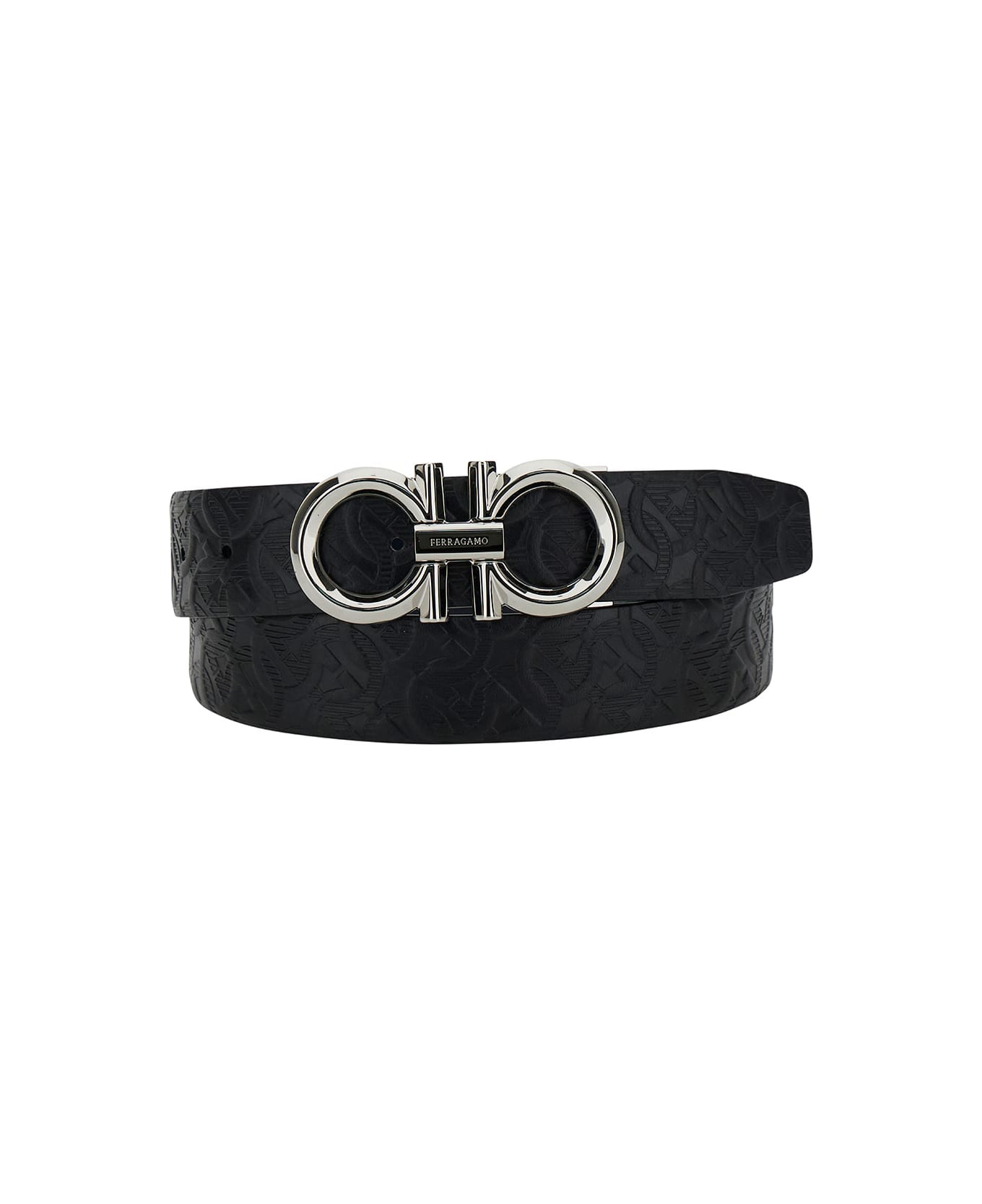 Ferragamo Black Leather Belt With Logo Buckle - Black