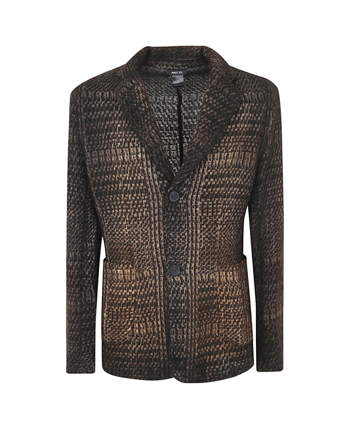Avant Toi Prince Of Wales Jacquard Rever Jacket With Shadows - Cork カーディガン