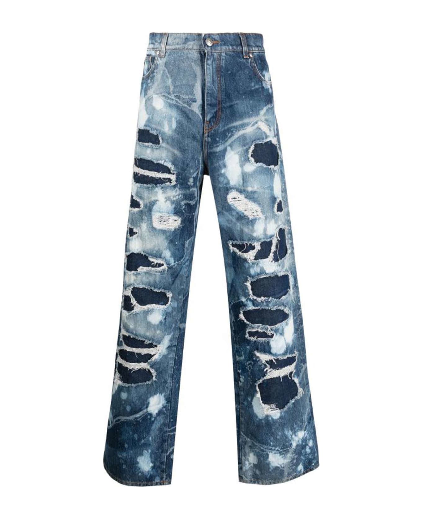 John Richmond Wide Jeans In 100% Cotton Used Effect - Denim