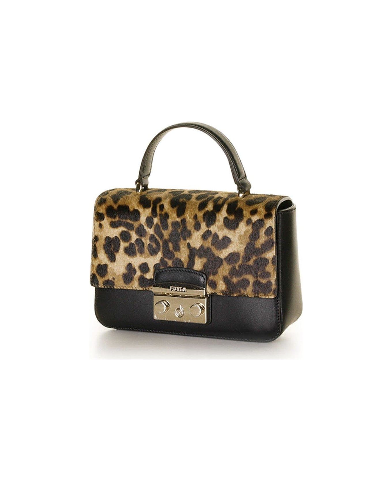 Furla Leopard Printed Mini Handbag - Greige/nero