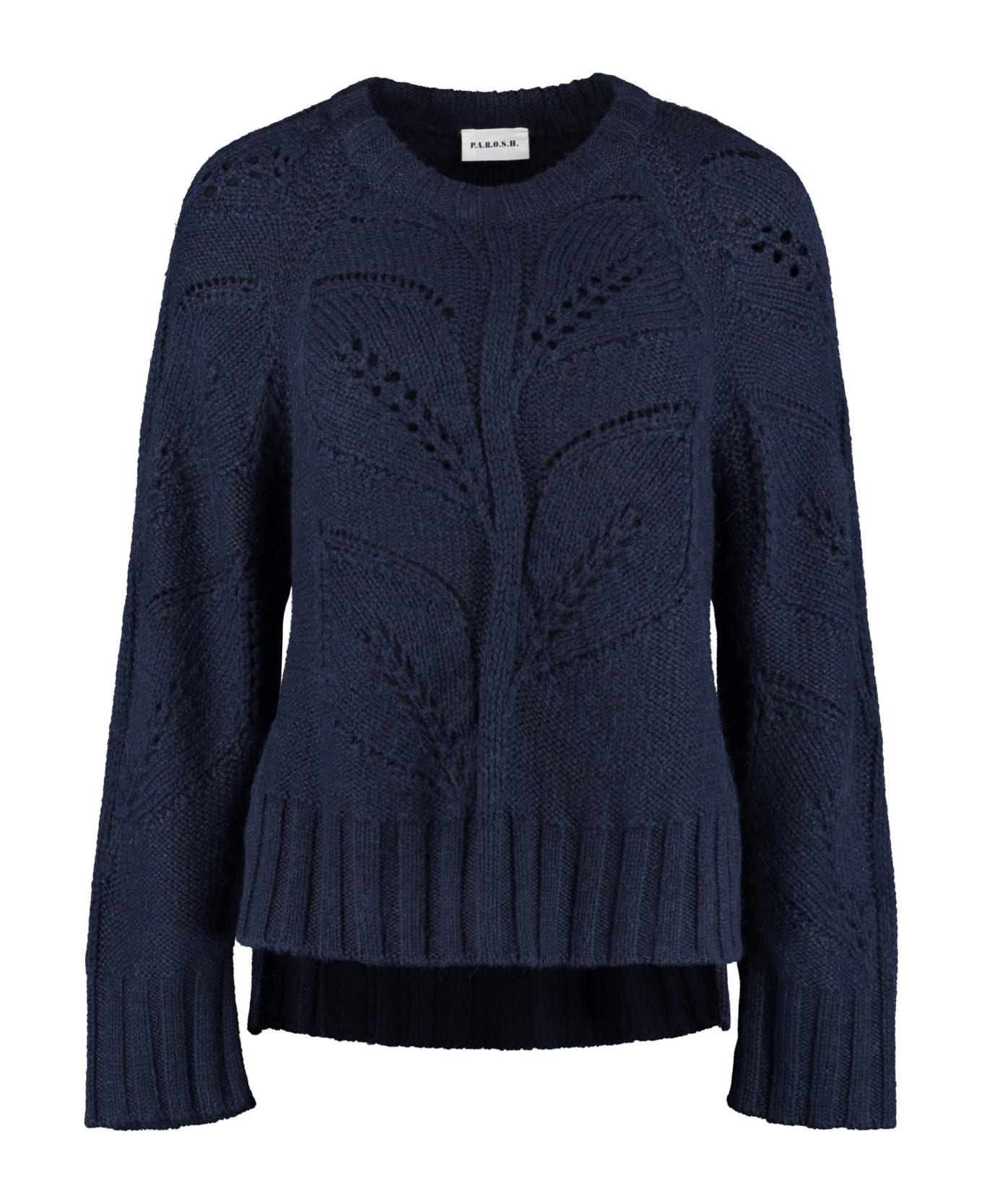Parosh Leaf Wool-blend Crew-neck Sweater - blue