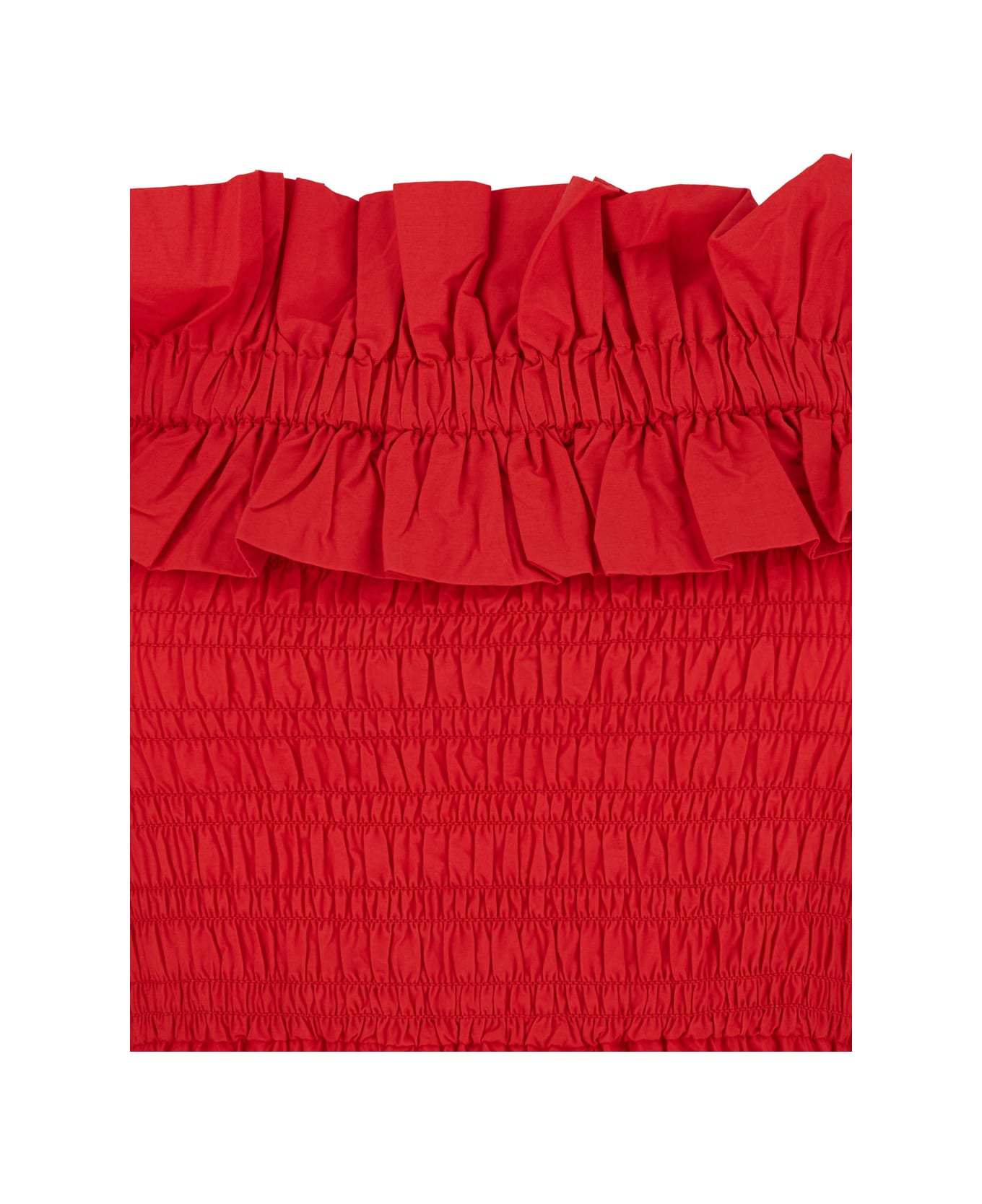 Ganni Cotton Poplin Long Smock Dress - Red