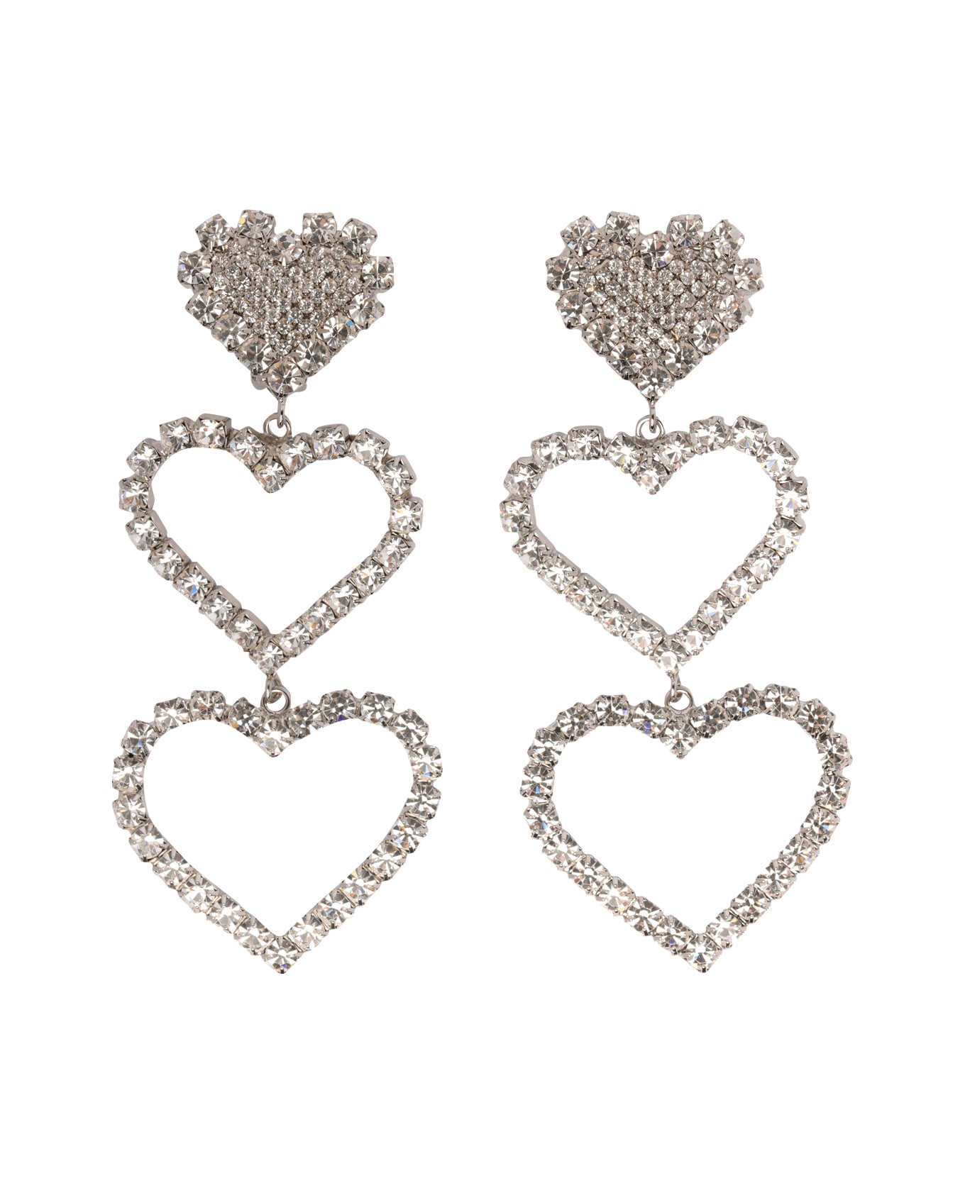 Alessandra Rich Three Hearts Earrings - Silver