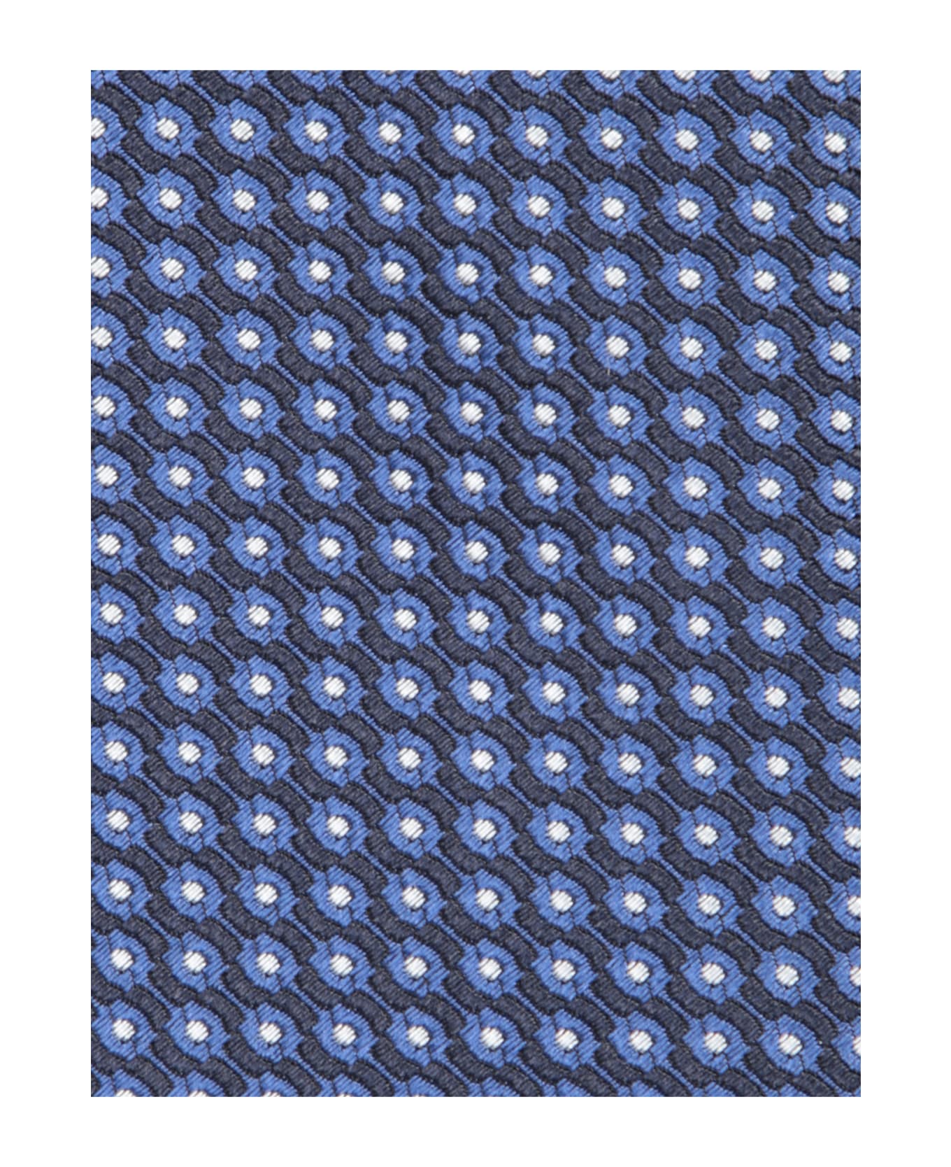 Canali Blue/white Geometric Pattern Tie - Blue