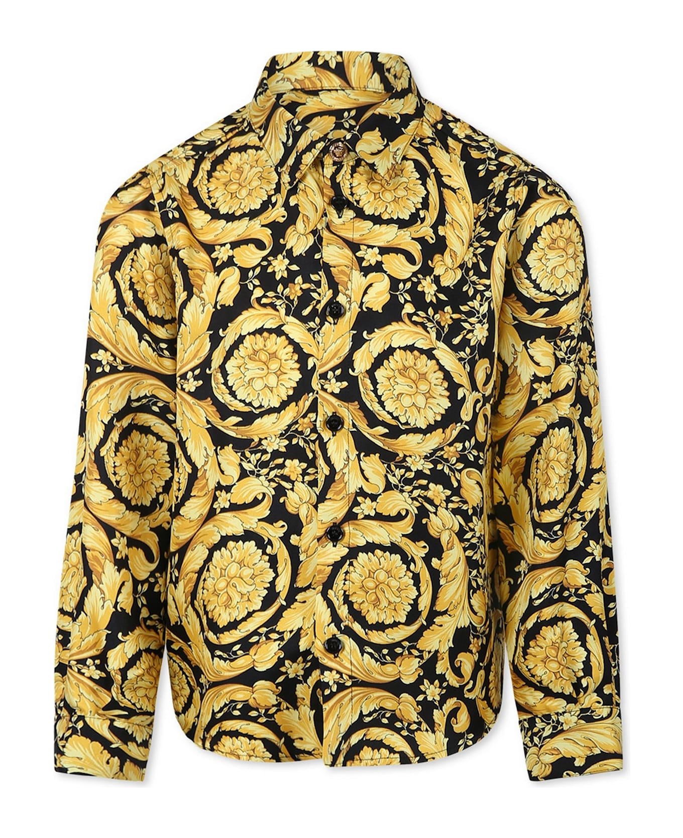 Versace Yellow Shirt For Kids With Baroque Print - Yellow