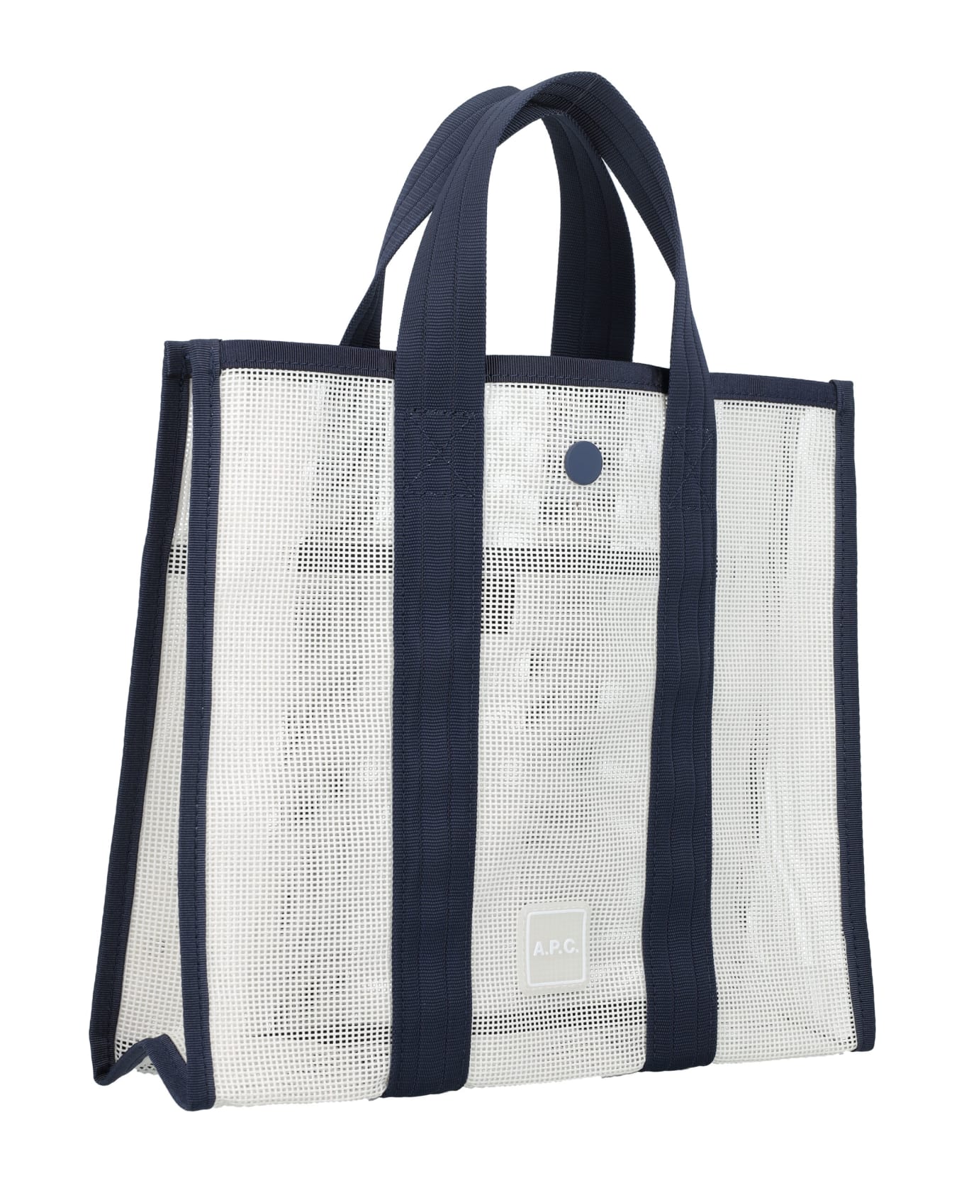 A.P.C. Cabas Louise Tote Bag - WHITE/NAVY トートバッグ